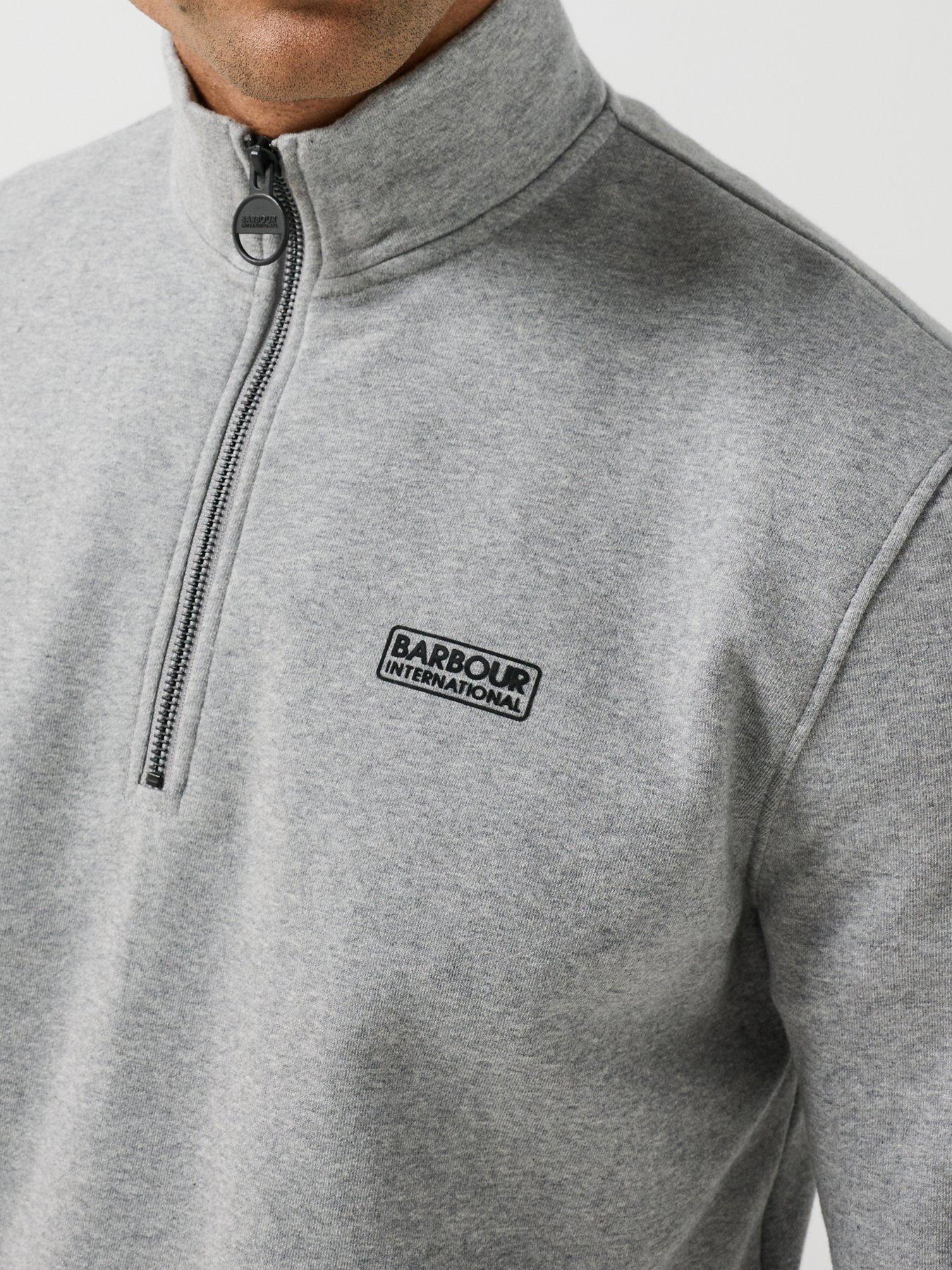 Image 6 of 6 of Barbour International Mens Half Zip Stand Collar Sweatshirt - Grey