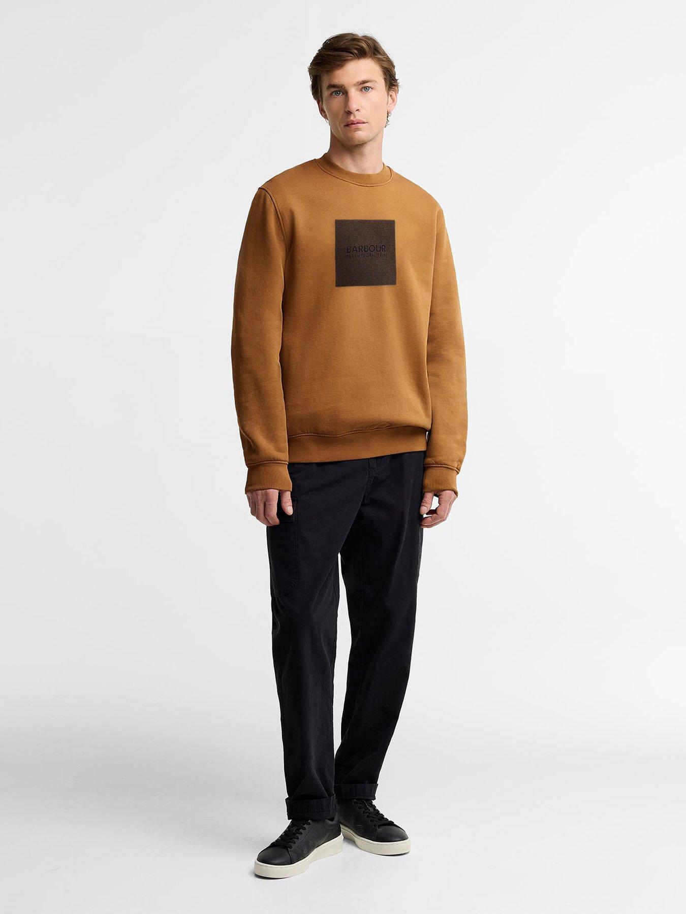 Image 3 of 5 of Barbour International Mens Logo Patch Crew Neck Sweatshirt - Brown