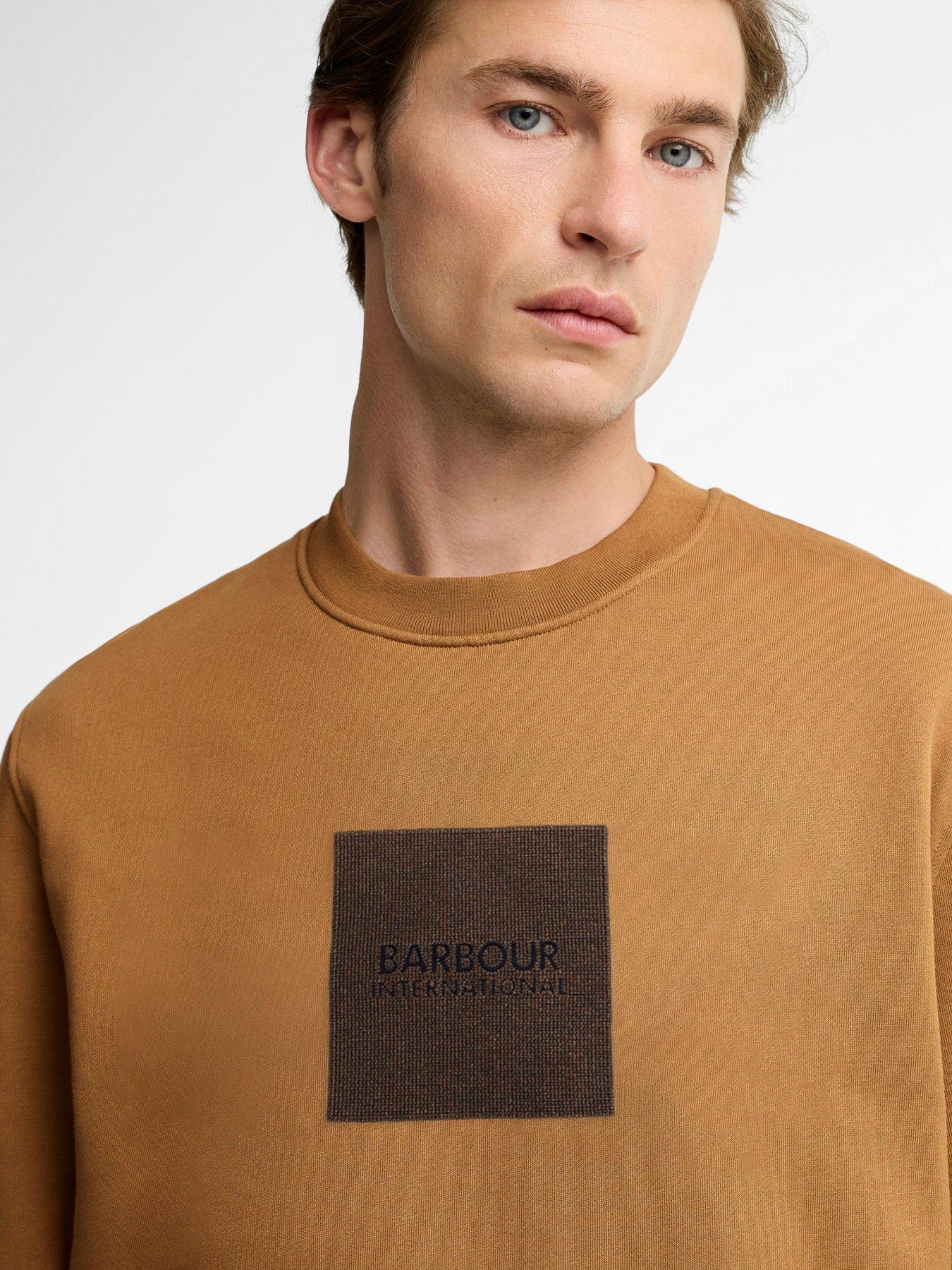 Image 4 of 5 of Barbour International Mens Logo Patch Crew Neck Sweatshirt - Brown