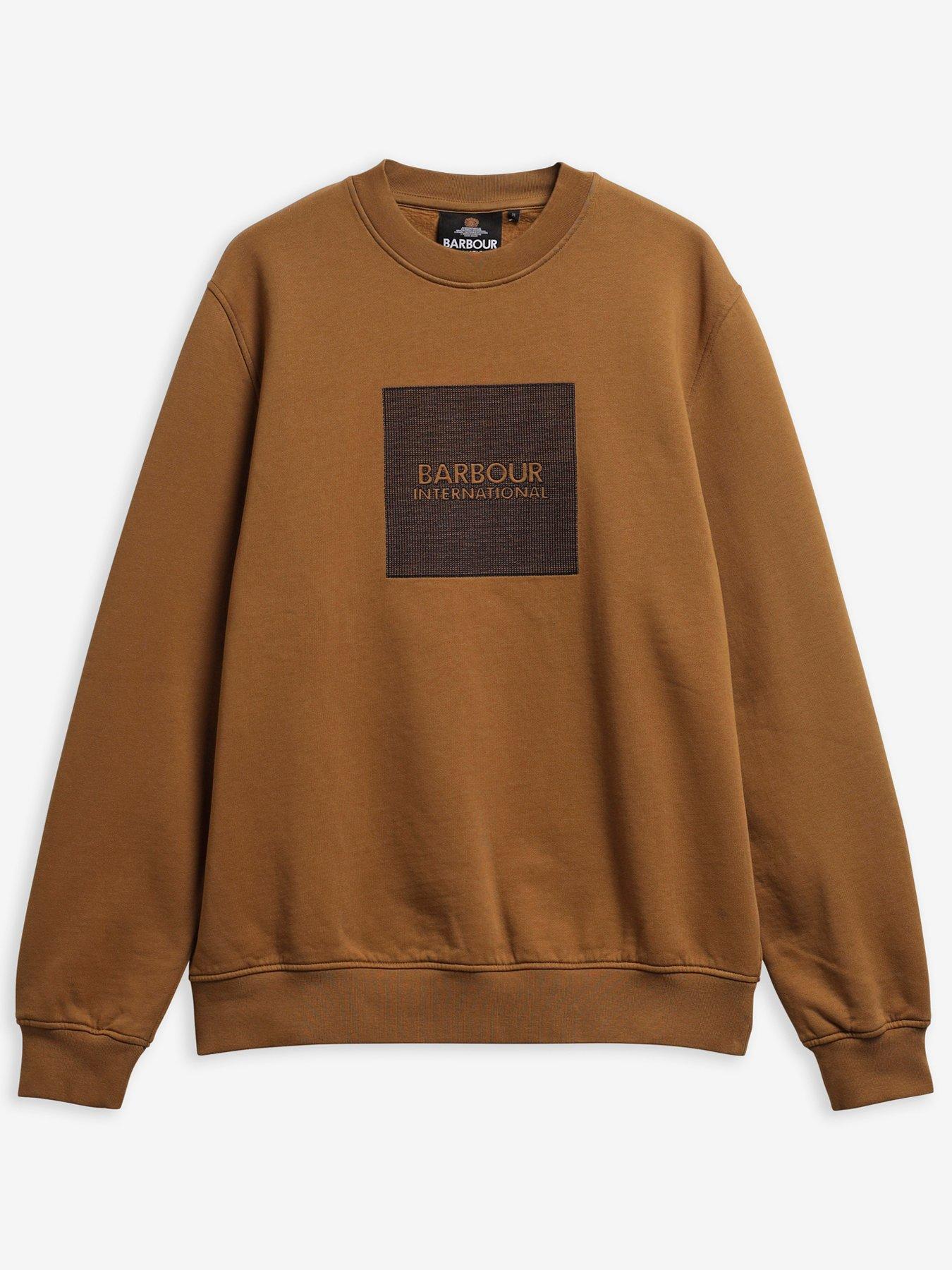 Image 5 of 5 of Barbour International Mens Logo Patch Crew Neck Sweatshirt - Brown