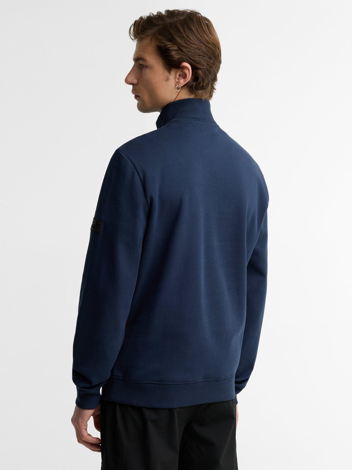 Image 2 of 5 of Barbour International Mens Funnel Neck Half Zip Pocket Sweatshirt - Navy
