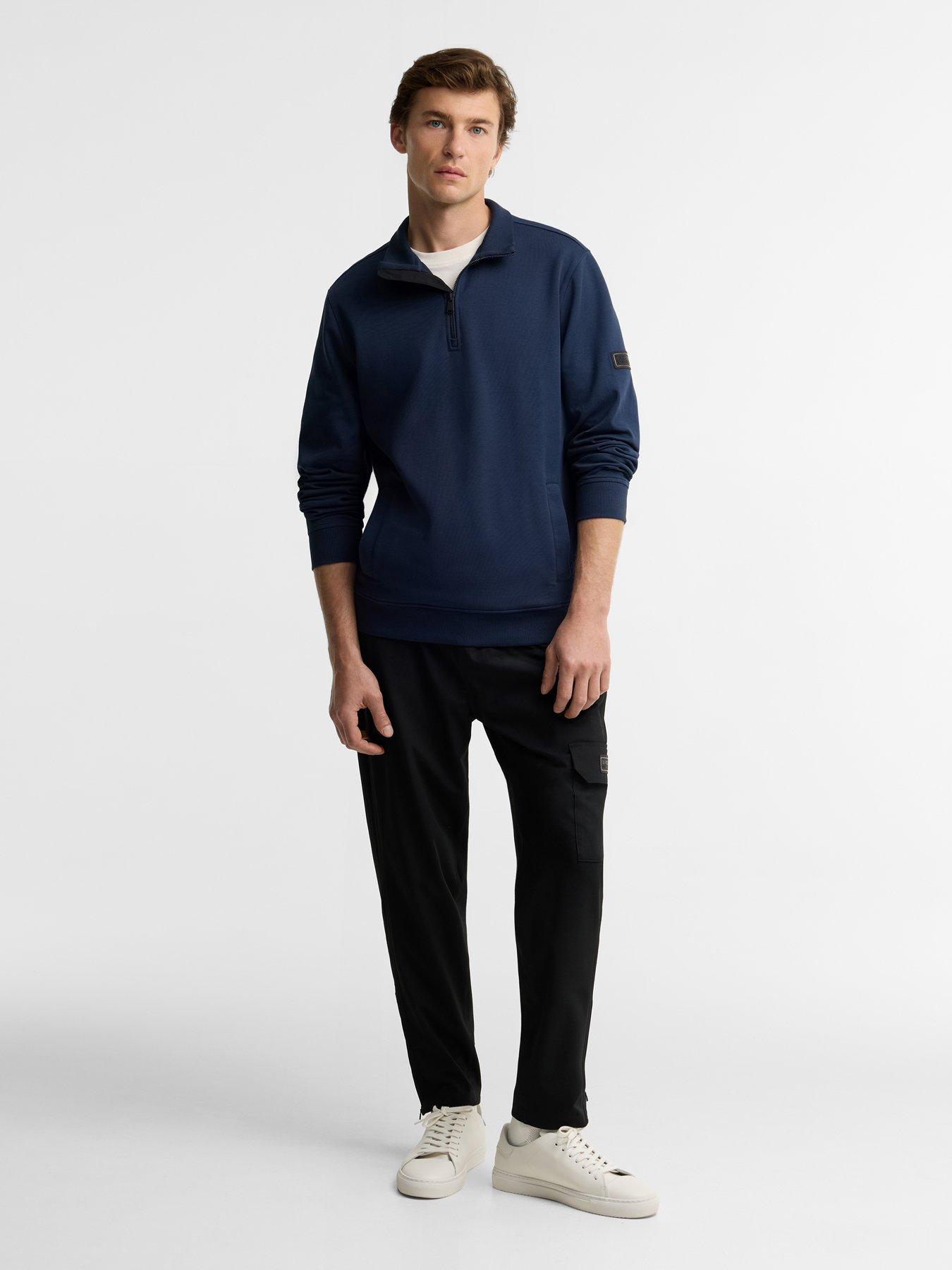 Image 3 of 5 of Barbour International Mens Funnel Neck Half Zip Pocket Sweatshirt - Navy
