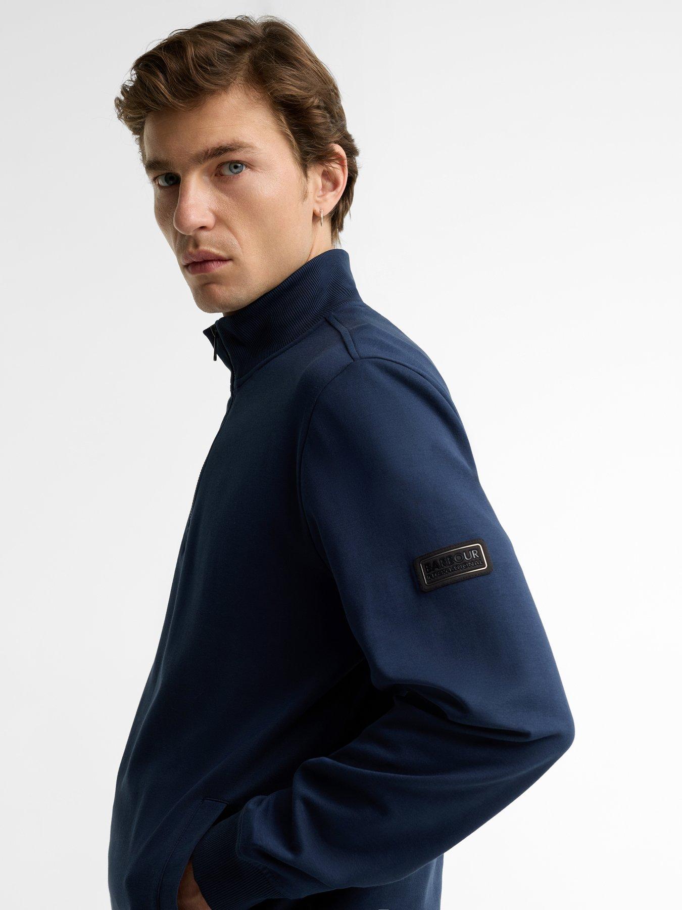 Image 4 of 5 of Barbour International Mens Funnel Neck Half Zip Pocket Sweatshirt - Navy