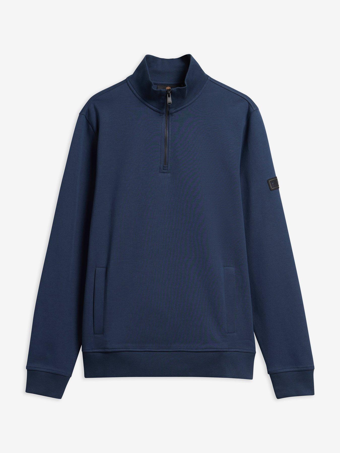 Image 5 of 5 of Barbour International Mens Funnel Neck Half Zip Pocket Sweatshirt - Navy