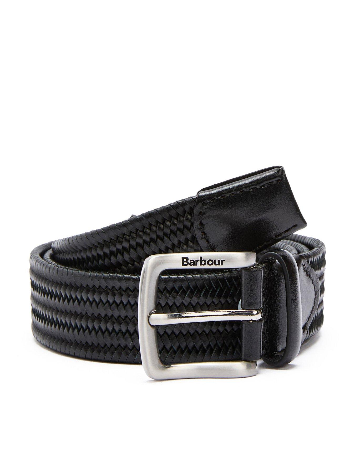 Barbour Stretch Leather Belt - Black