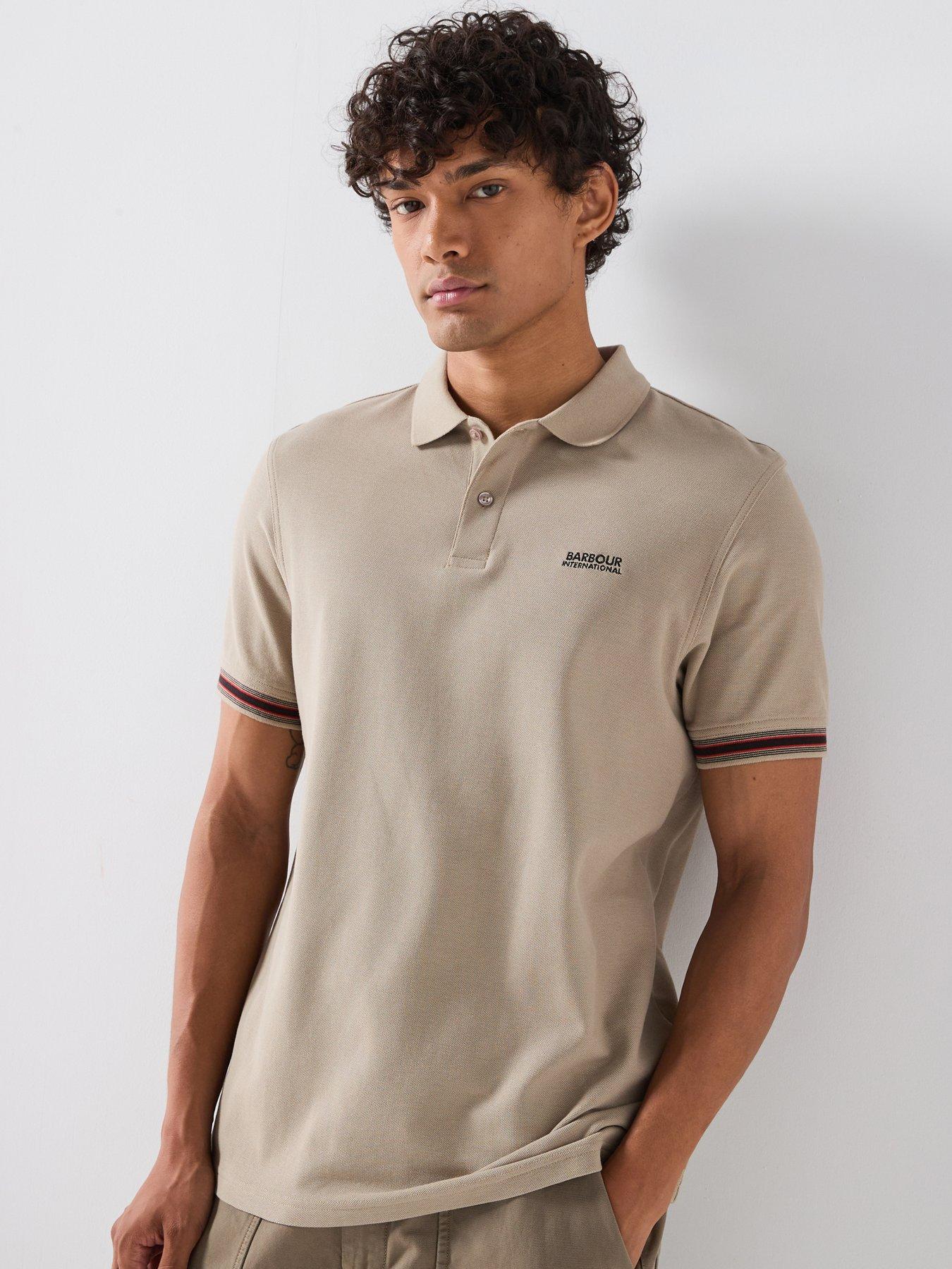 Image 1 of 6 of Barbour International Horseferry Tipped Sleeve Polo Shirt - Cream