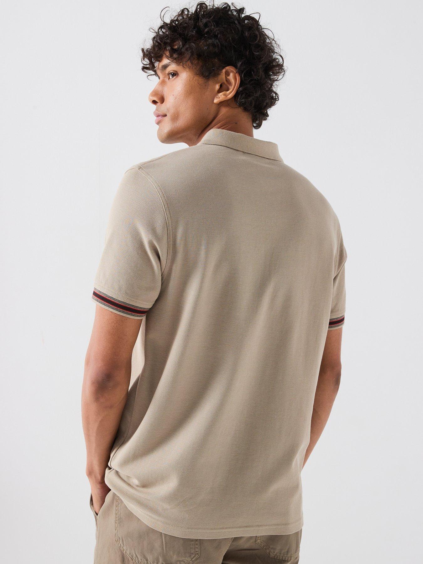 Image 2 of 6 of Barbour International Horseferry Tipped Sleeve Polo Shirt - Cream