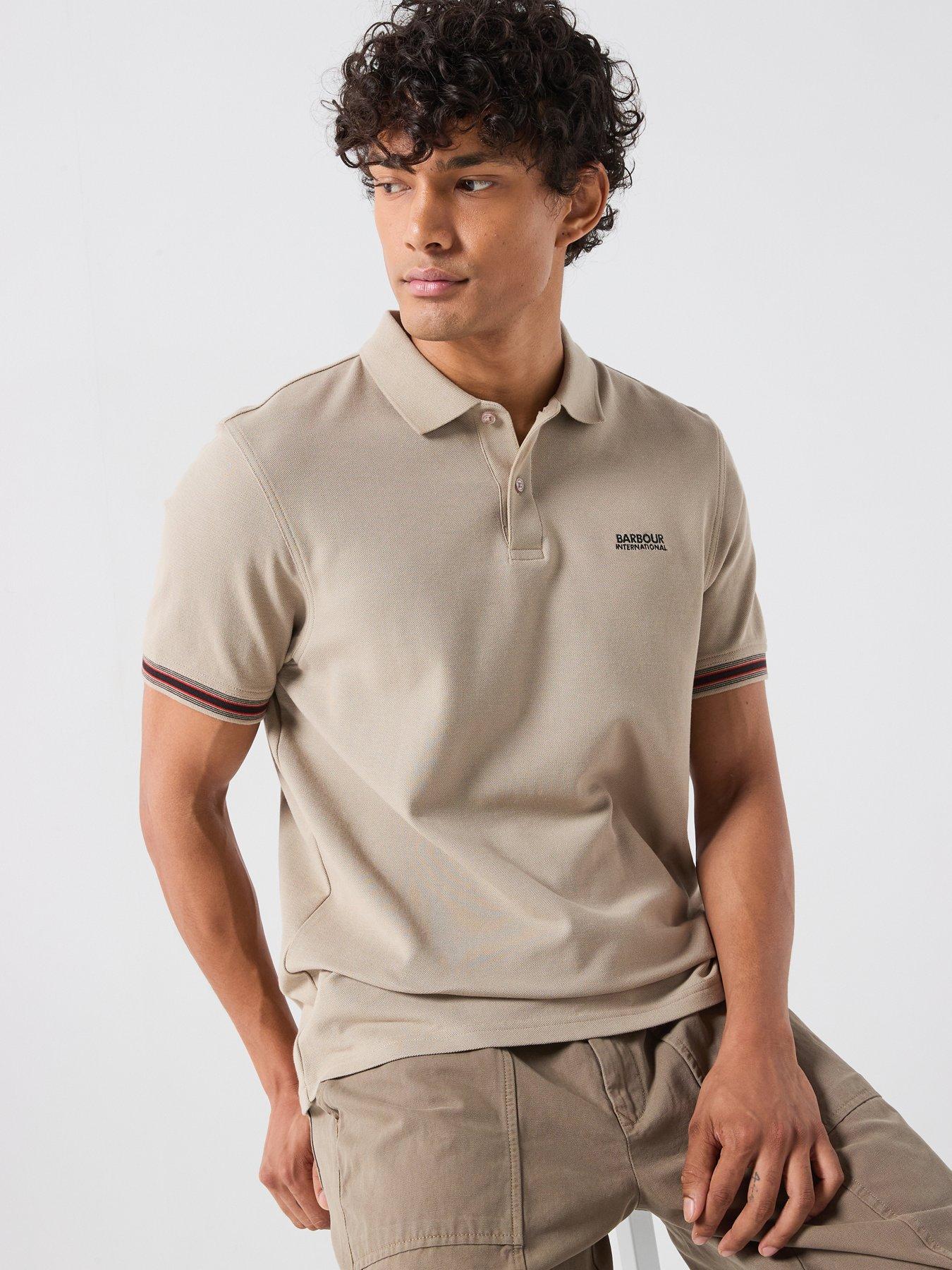 Image 4 of 6 of Barbour International Horseferry Tipped Sleeve Polo Shirt - Cream