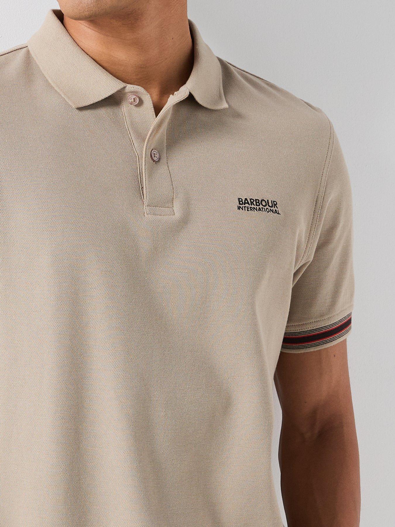 Image 6 of 6 of Barbour International Horseferry Tipped Sleeve Polo Shirt - Cream