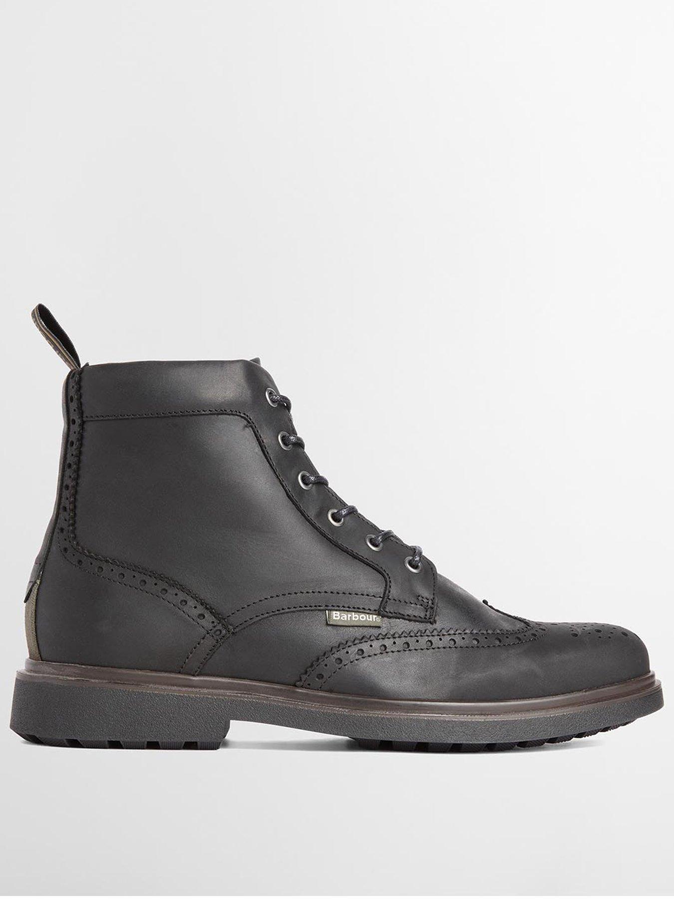 Image 1 of 5 of Barbour Mens Barmoor Lace-Up Brogue Ankle Boots - Black