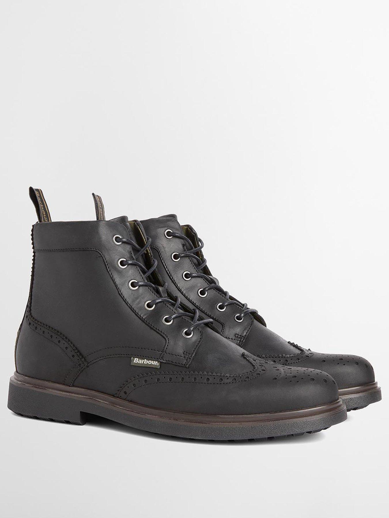 Image 2 of 5 of Barbour Mens Barmoor Lace-Up Brogue Ankle Boots - Black