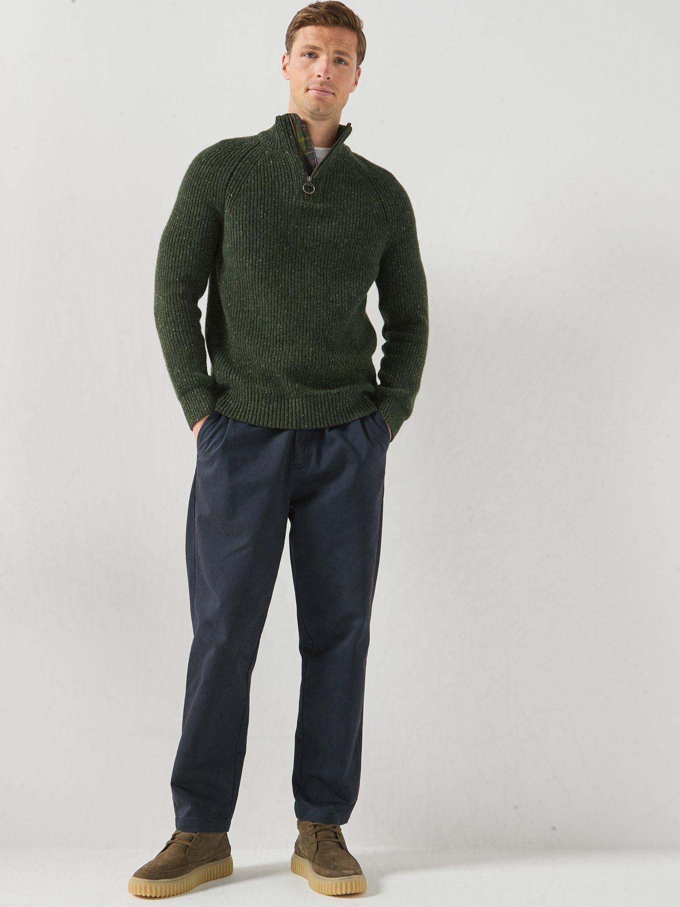 Image 3 of 6 of Barbour Mens Heavy Fleck Half Zip Knitted Jumper - Green