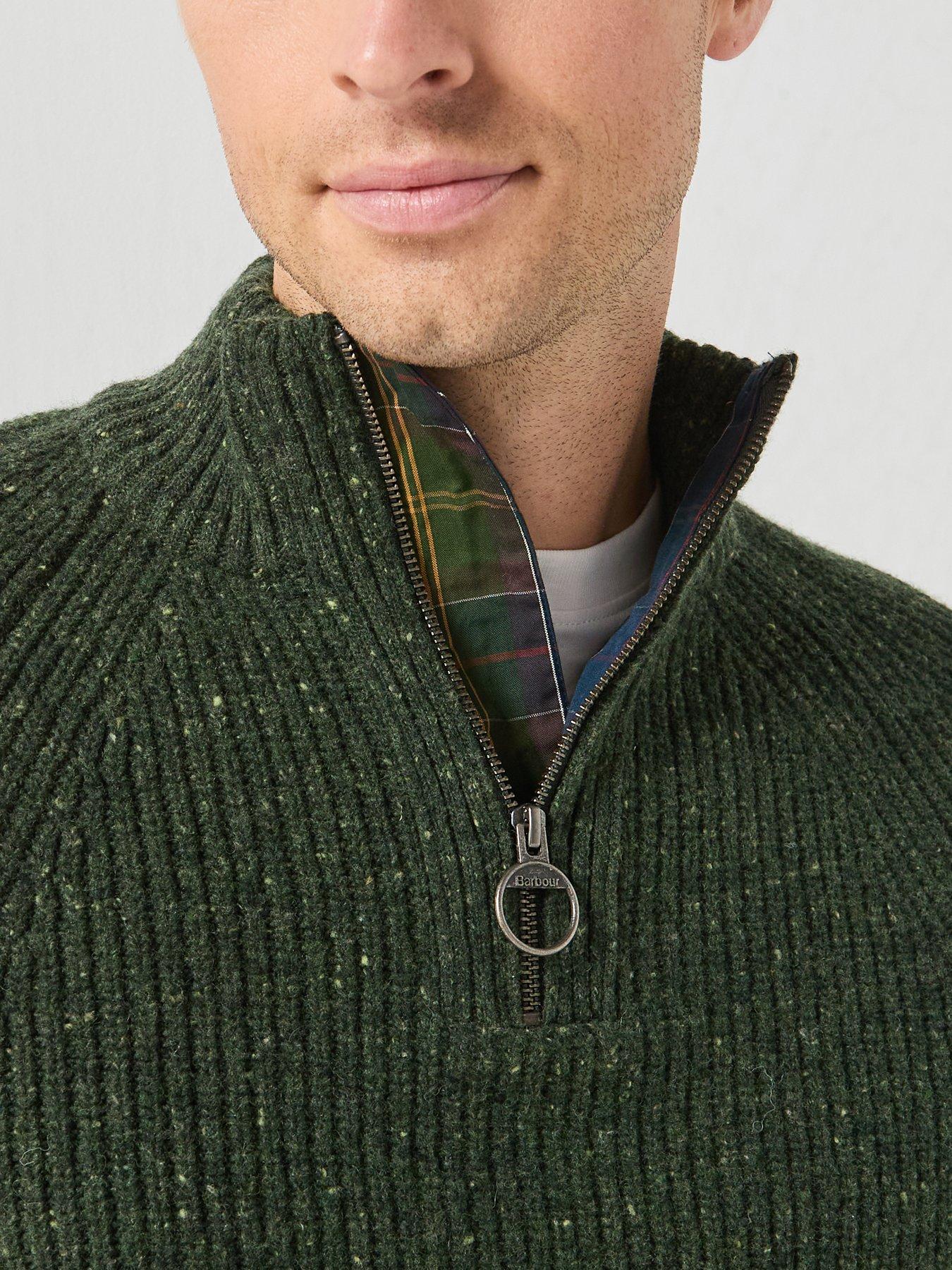 Image 4 of 6 of Barbour Mens Heavy Fleck Half Zip Knitted Jumper - Green