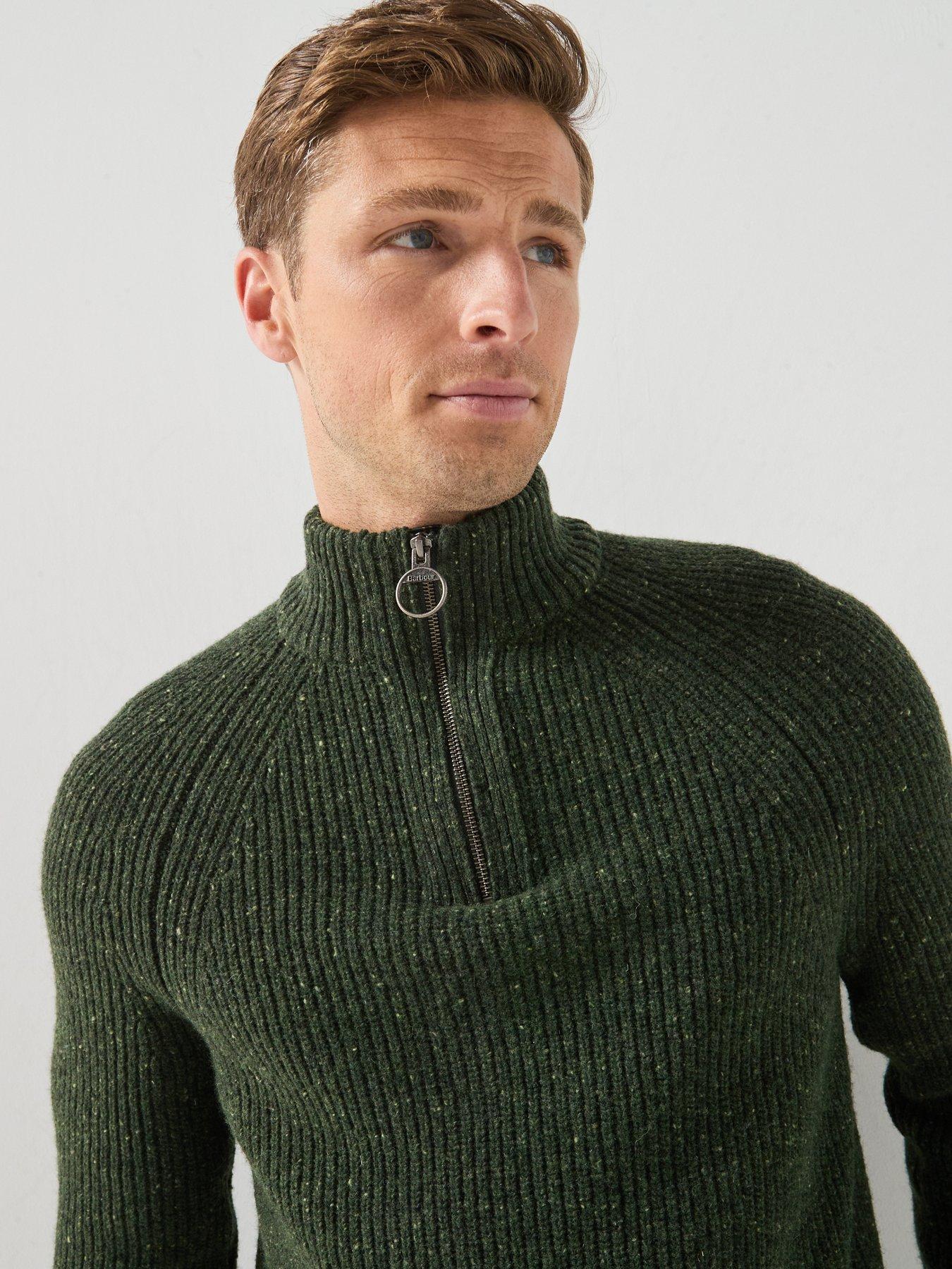 Image 6 of 6 of Barbour Mens Heavy Fleck Half Zip Knitted Jumper - Green