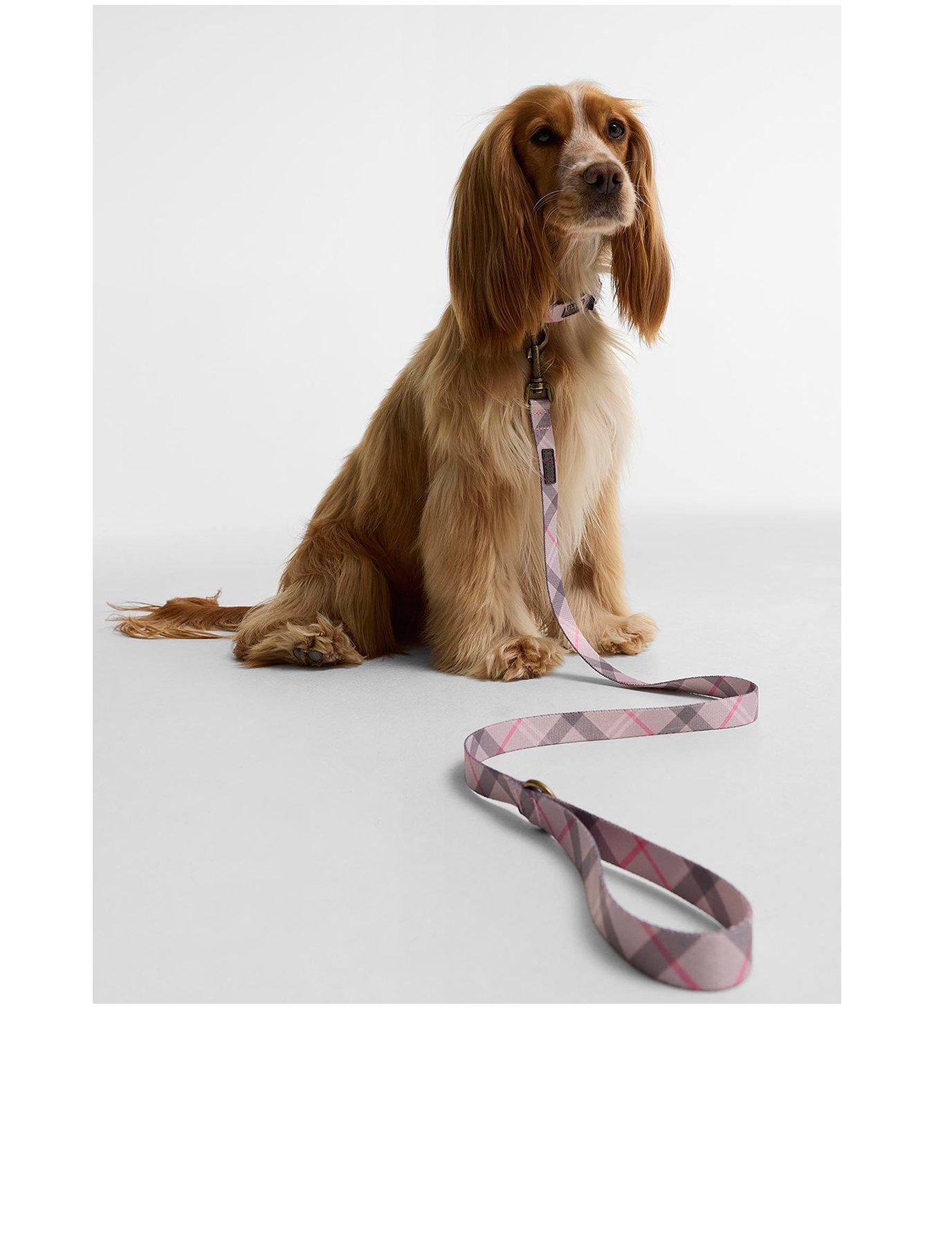 Barbour Mens Tartan Print Brass Clip Dog Lead - Pink