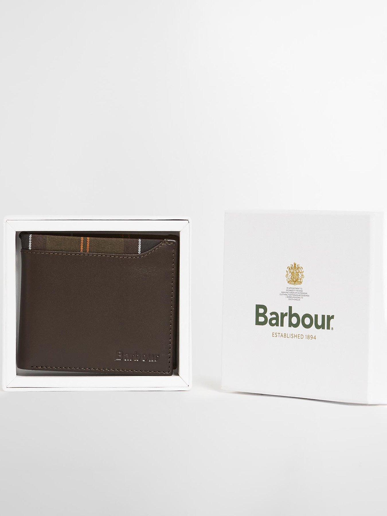 Image 3 of 5 of Barbour Mens Brodick Leather Tartan Lined Billfold Wallet - Brown