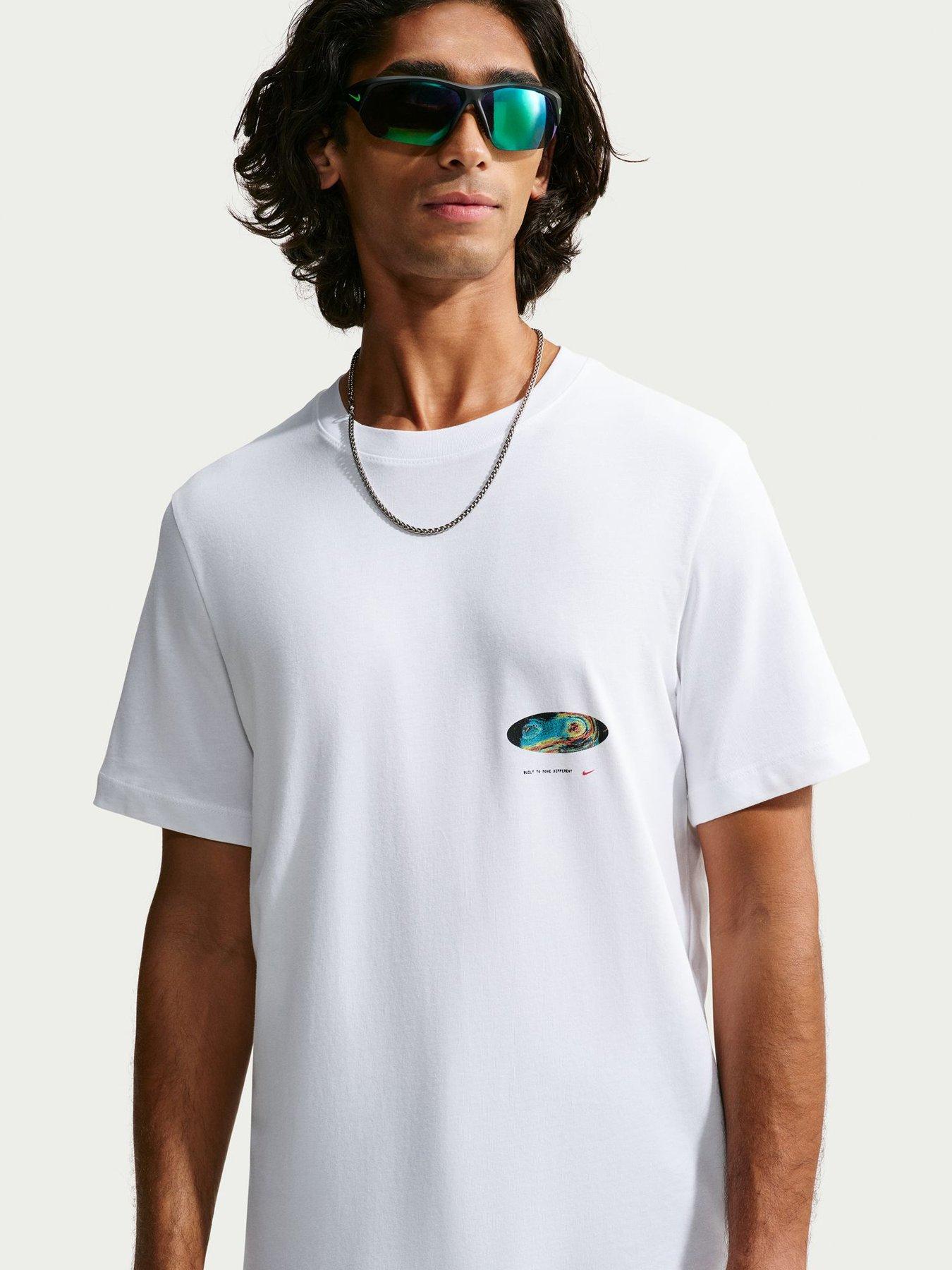 Image 1 of 5 of Nike Mens Original Content Globe Back Graphic T-Shirt - White