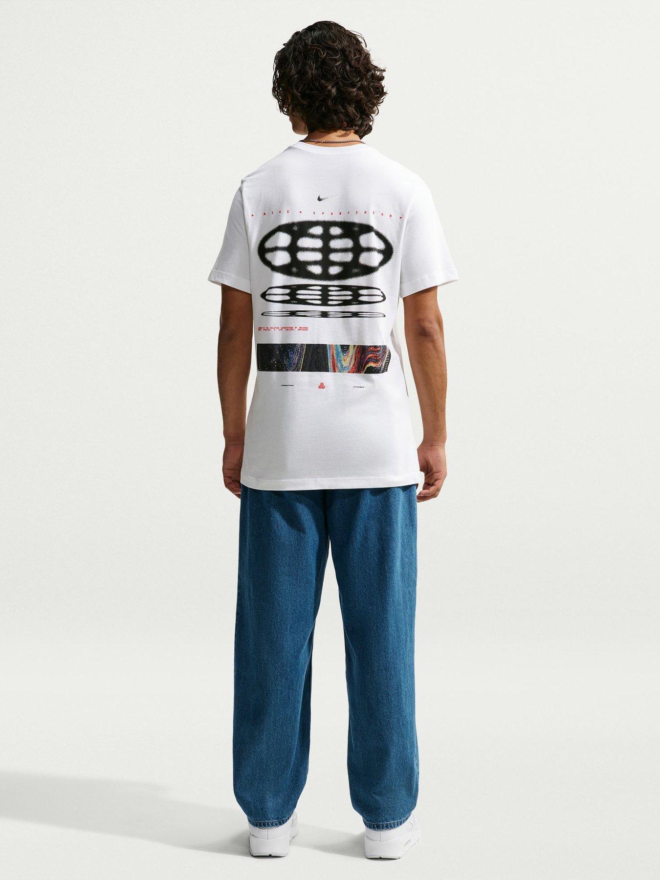 Image 4 of 5 of Nike Mens Original Content Globe Back Graphic T-Shirt - White