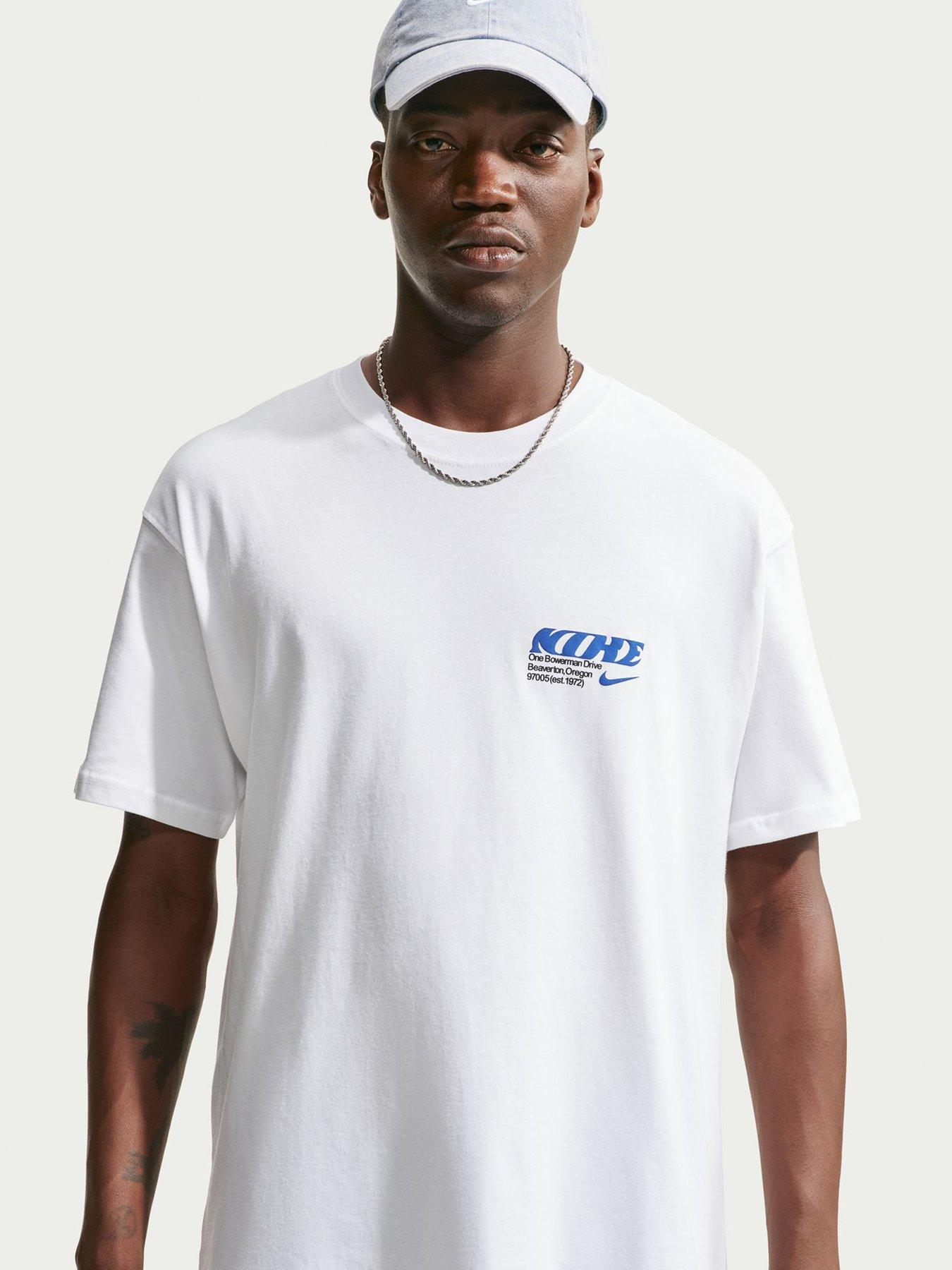 Nike Mens HBR Poster Back Graphic Loose Fit T-Shirt - White