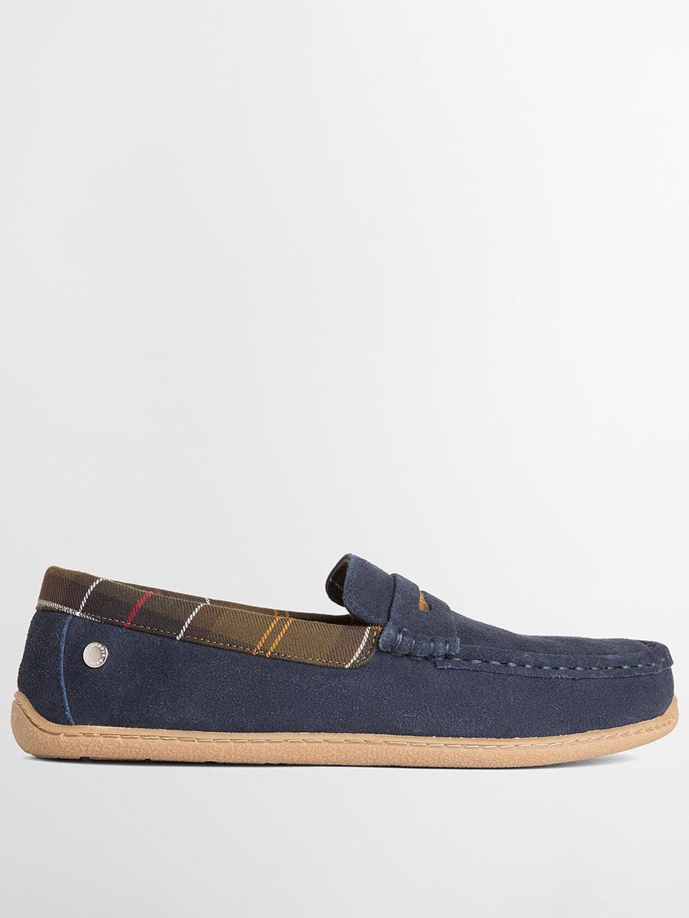 Image 1 of 5 of Barbour Mens Albert Slip-On Tartan Trim Slippers - Navy