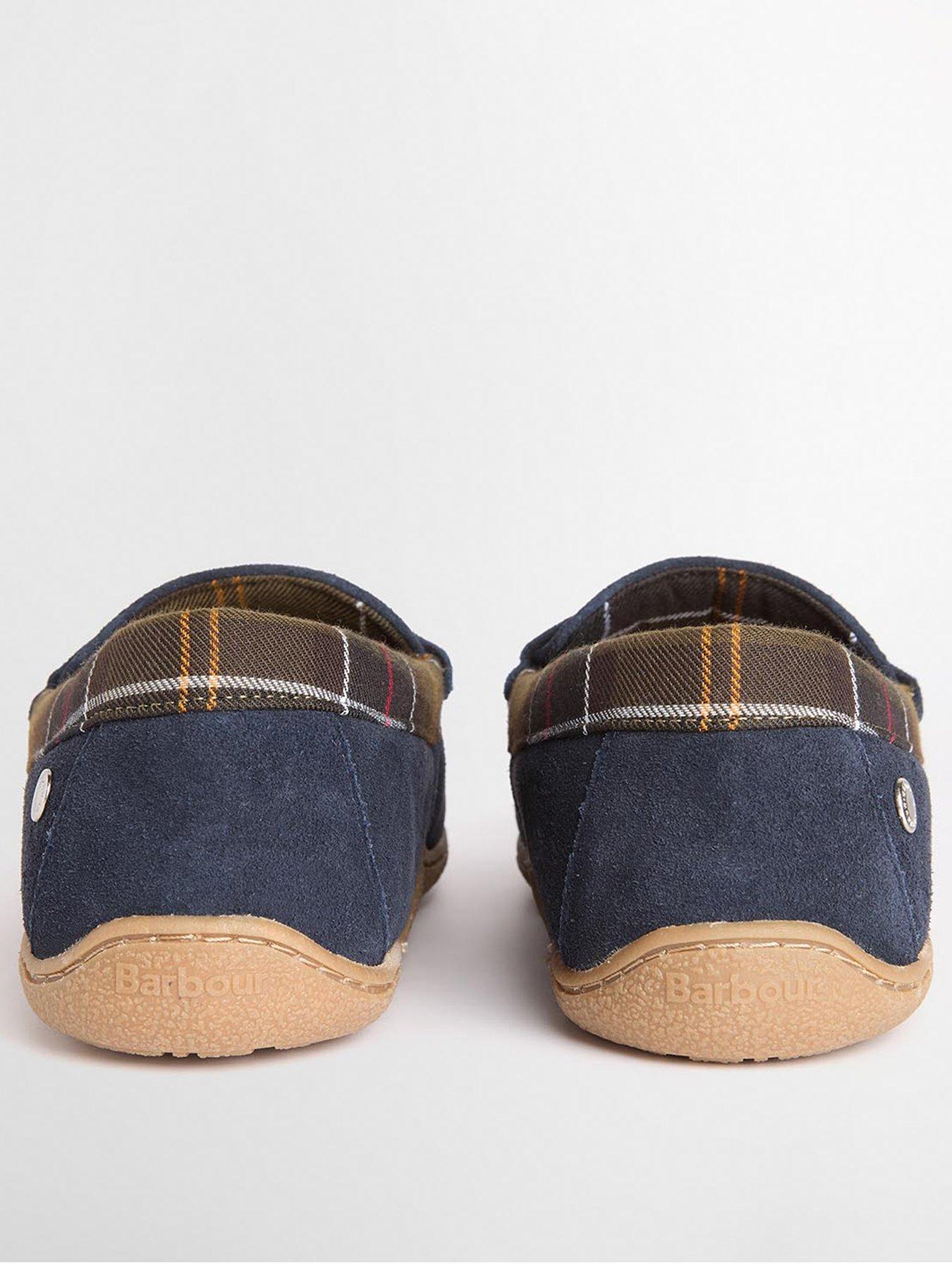 Image 3 of 5 of Barbour Mens Albert Slip-On Tartan Trim Slippers - Navy