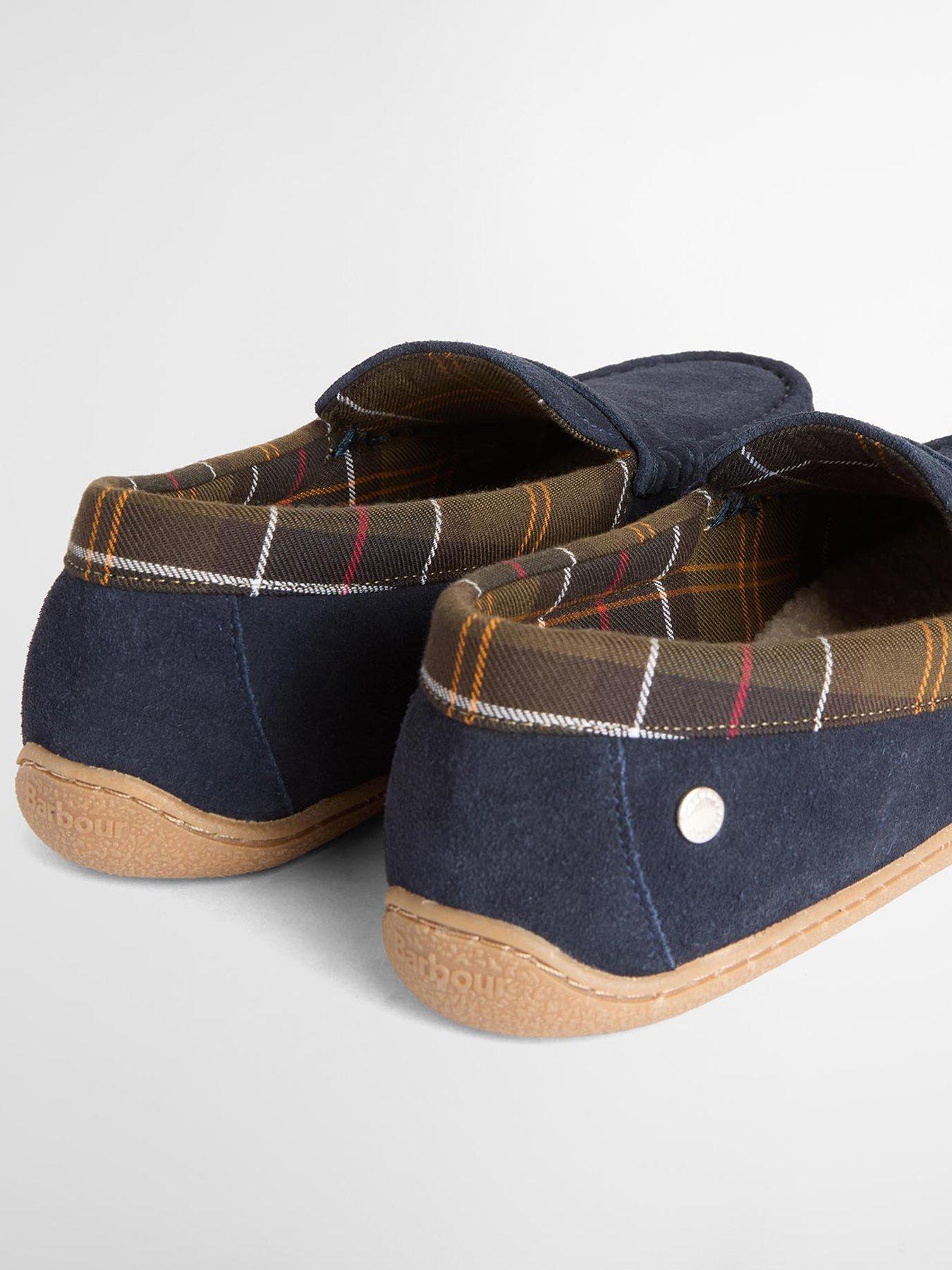 Image 5 of 5 of Barbour Mens Albert Slip-On Tartan Trim Slippers - Navy