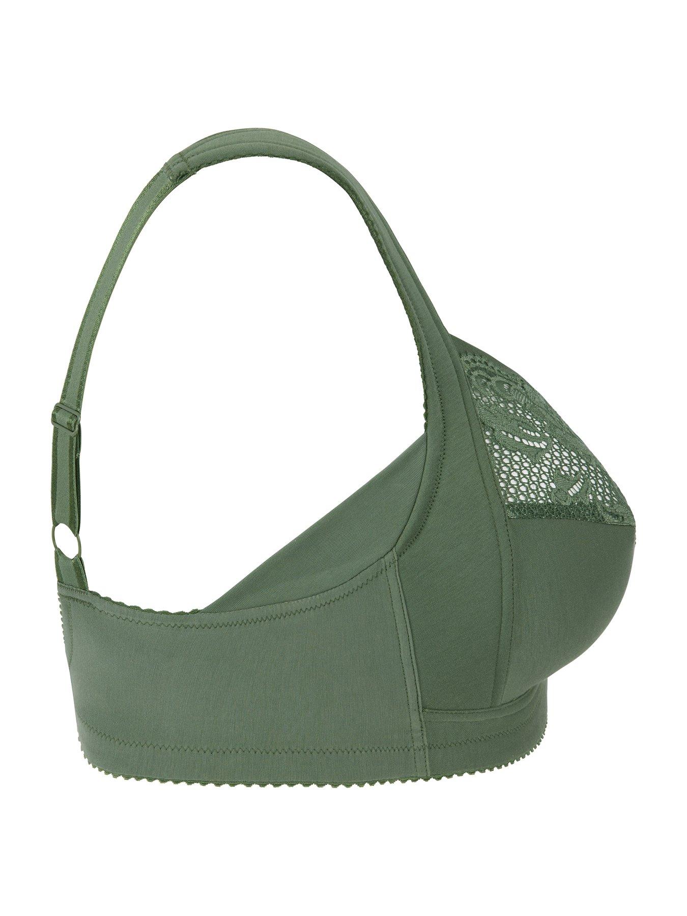 Image 5 of 5 of Miss Mary of Sweden Broderie Anglaise Non-wired Bra In Fabulous Cotton With Wide Padded Straps (second Sizes) - Green
