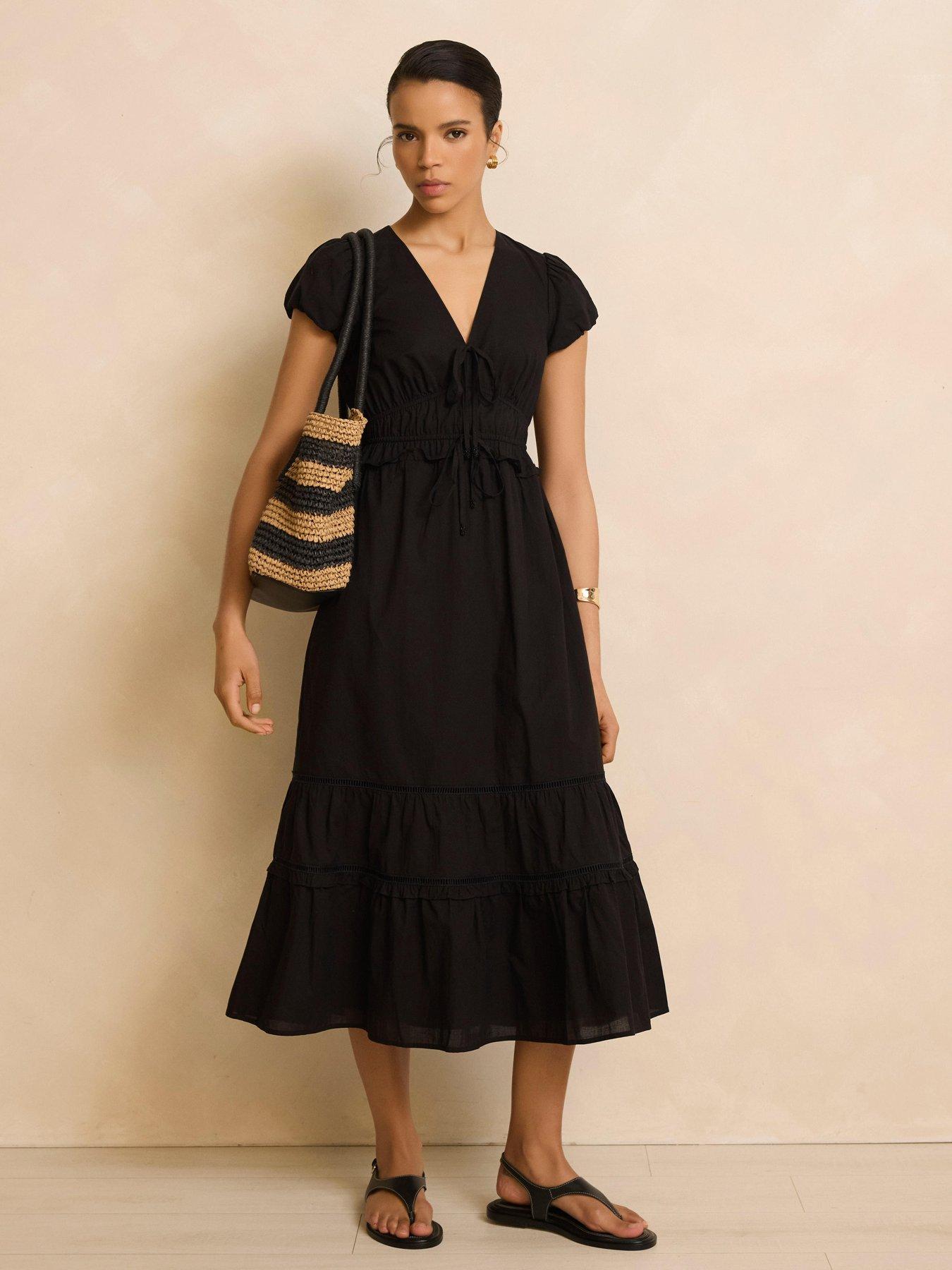 Mint Velvet Tiered Midi Dress - Black