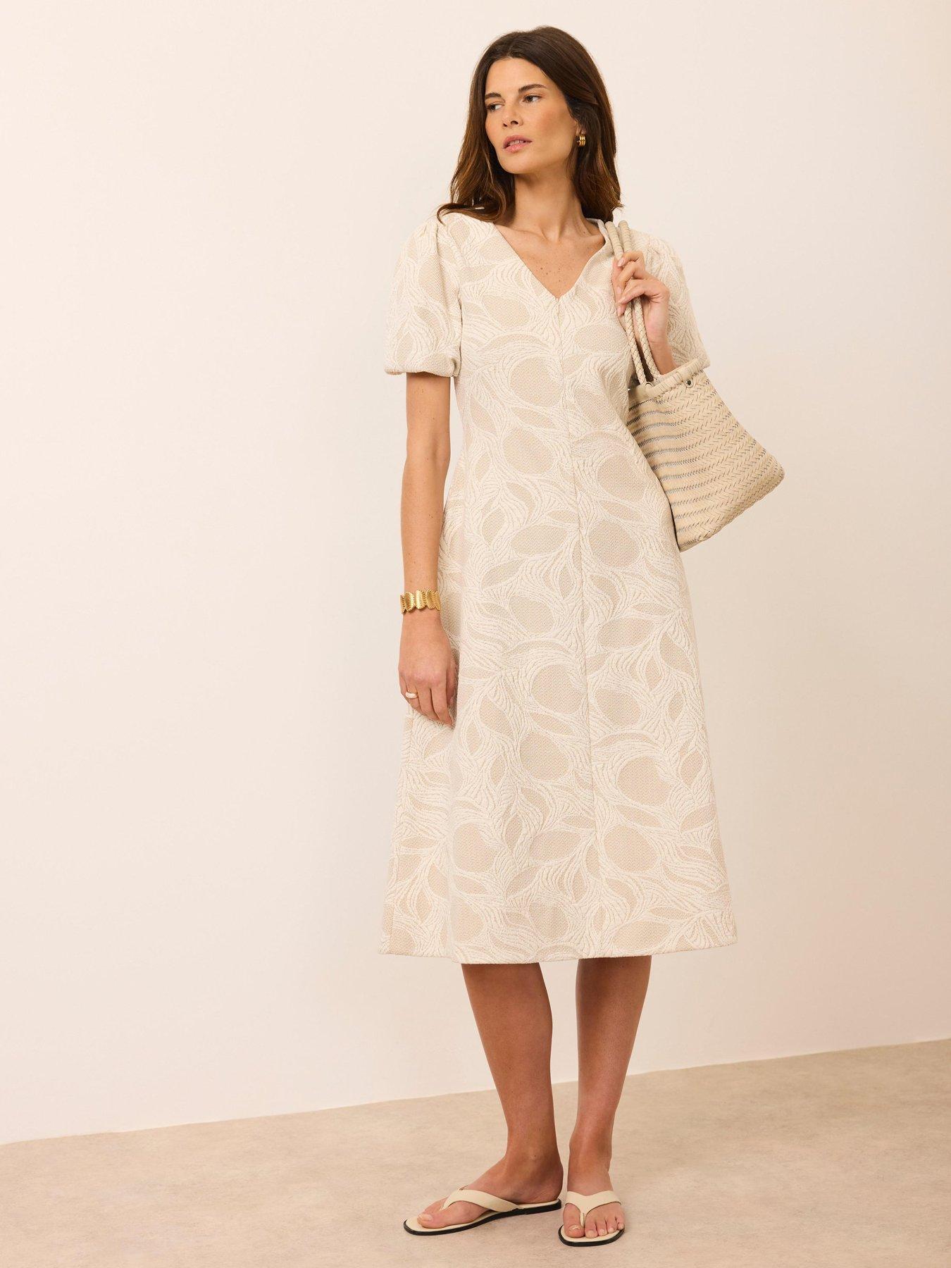 Mint Velvet Puff Sleeve Jacquard Dress
