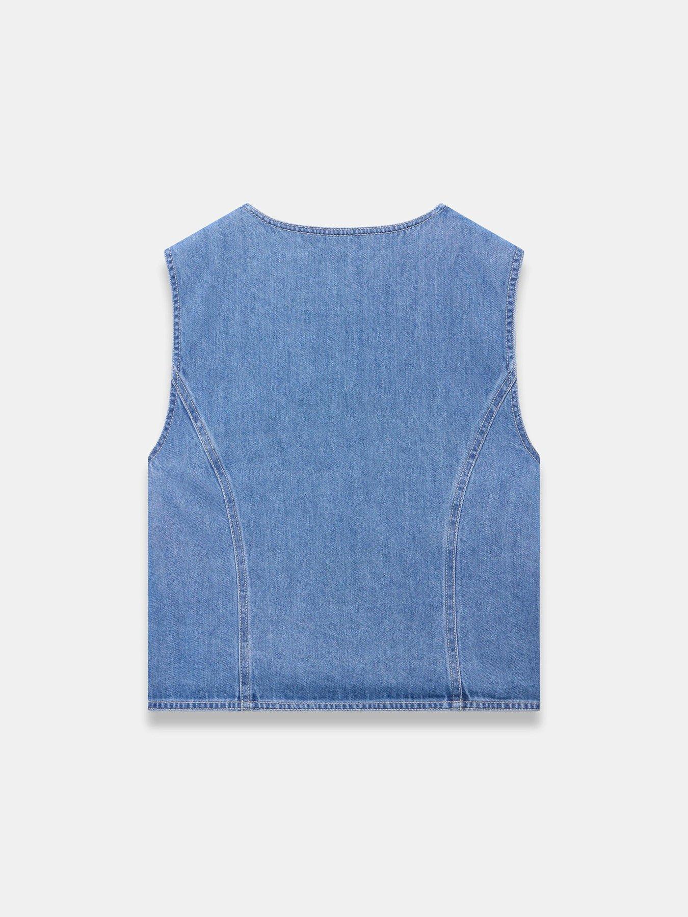 Image 6 of 6 of Mint Velvet Indigo Denim Scallop Waistcoat - Blue