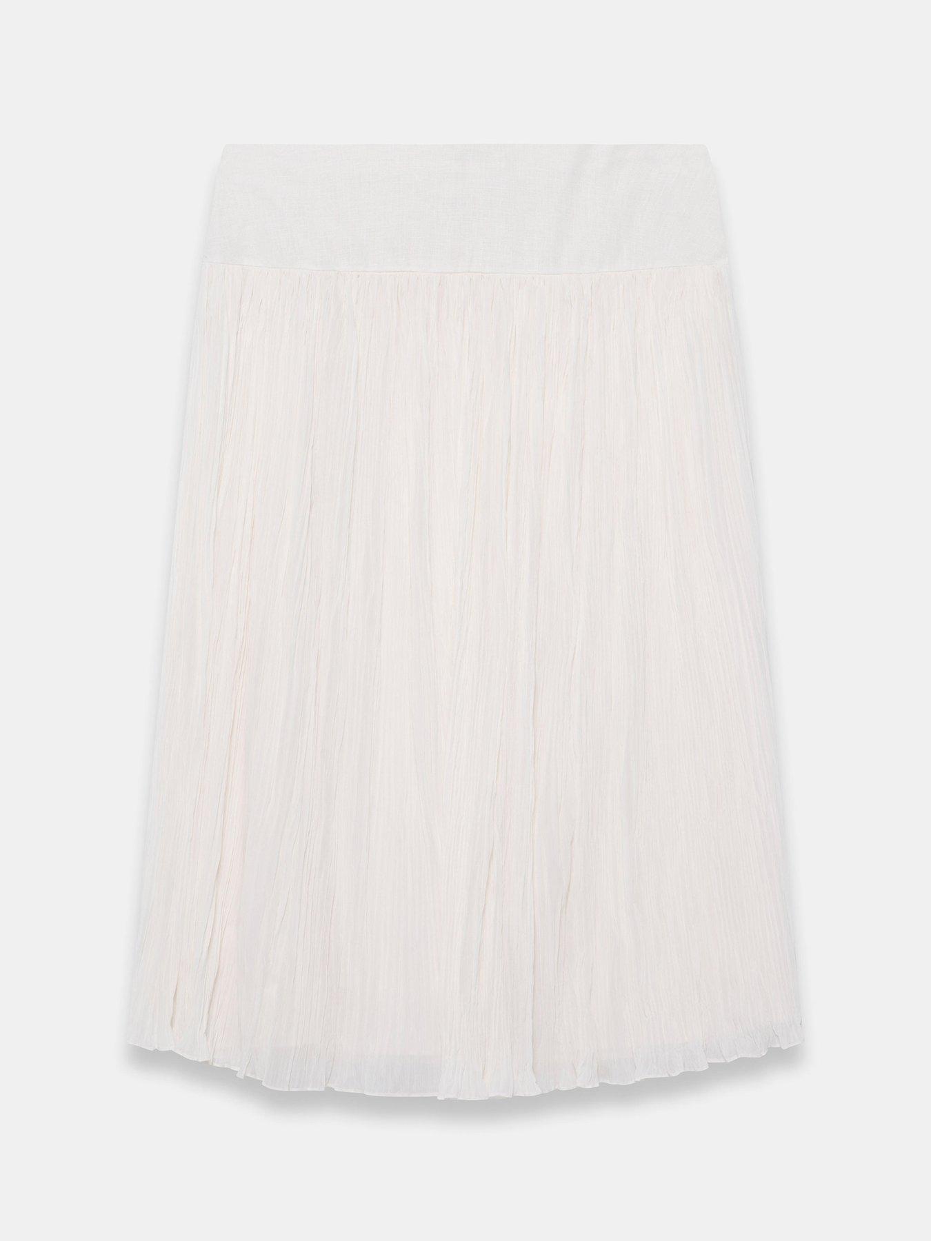 Image 5 of 6 of Mint Velvet Drop Waist Crinkle Midi Skirt - Ivory