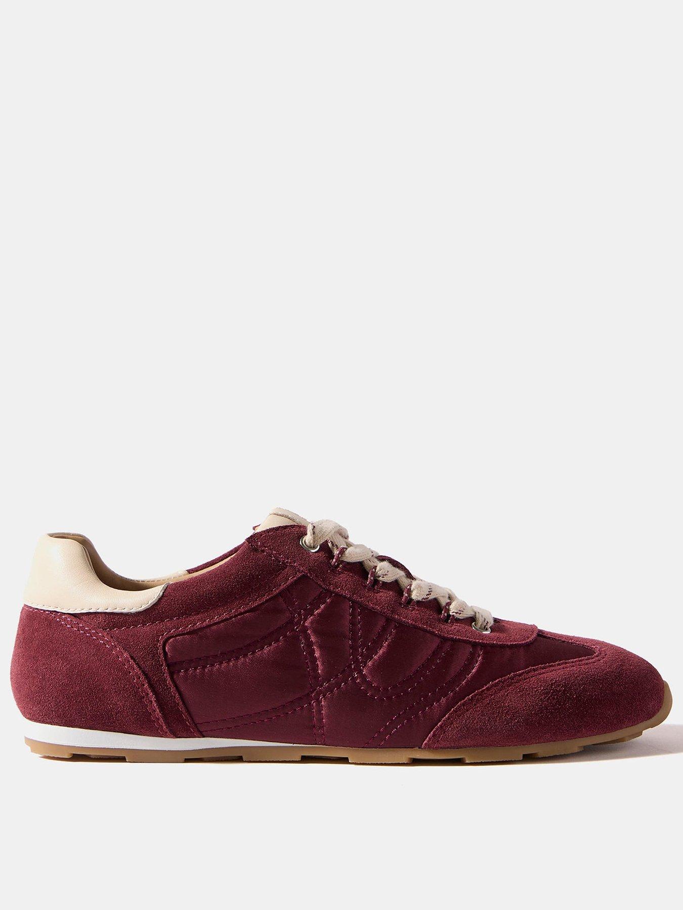 Mint Velvet Rach Burgundy Suede Trainers - Red