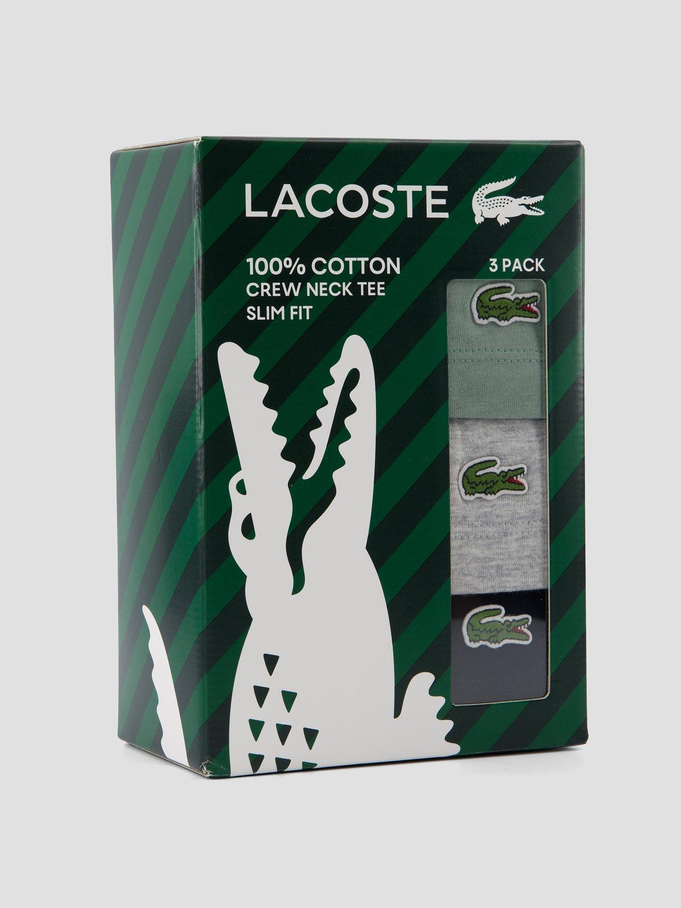 Image 5 of 5 of Lacoste 3 Pack Slim Fit Cotton T-Shirt - Multi