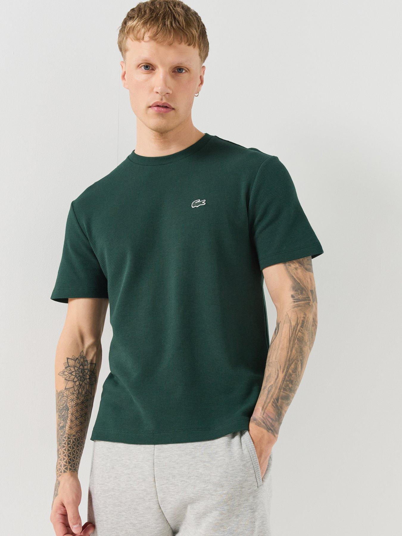 Image 1 of 6 of Lacoste Soft Waffle Relaxed Fit Loungewear T-Shirt - Dark Green
