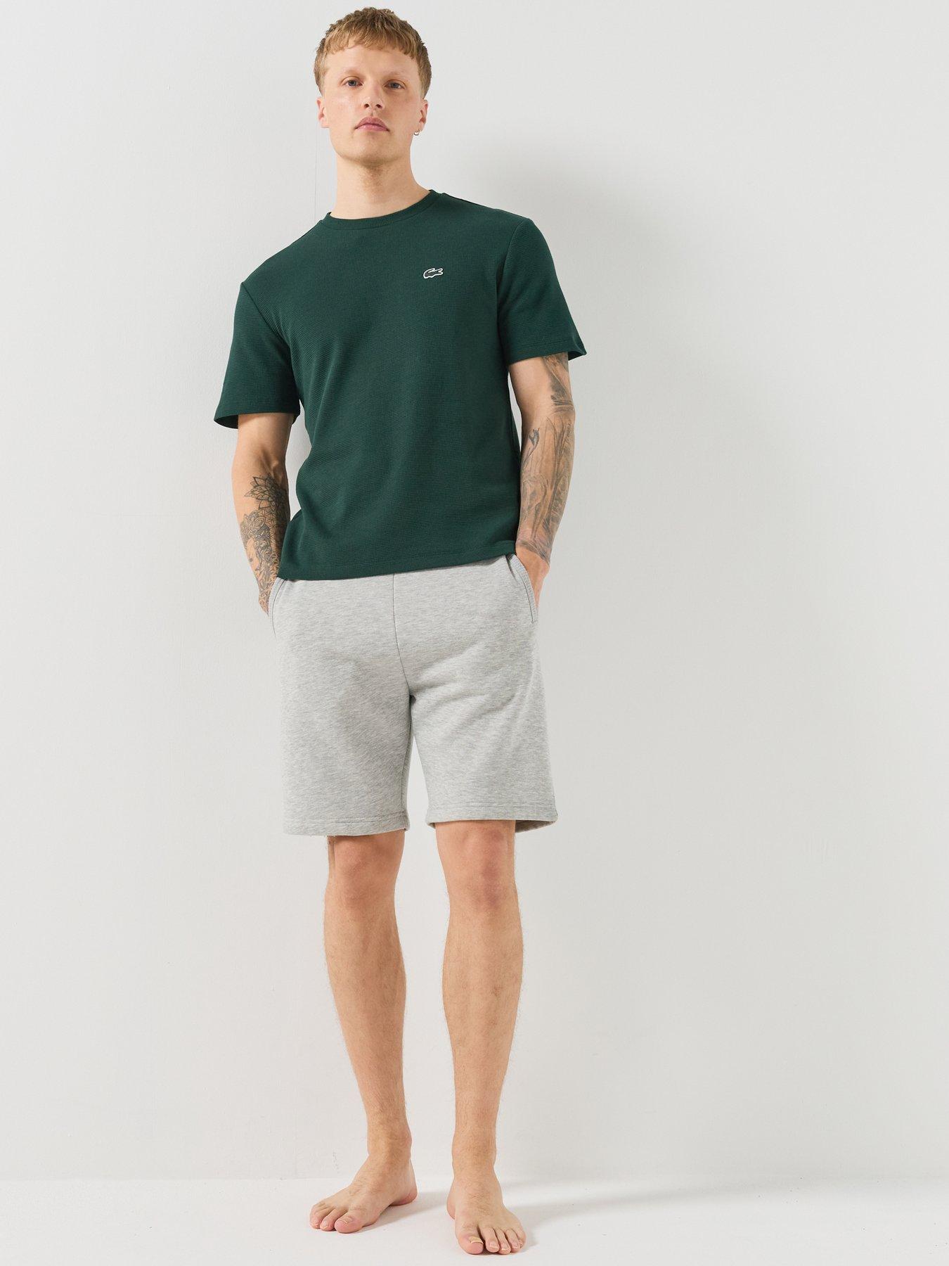 Image 3 of 6 of Lacoste Soft Waffle Relaxed Fit Loungewear T-Shirt - Dark Green