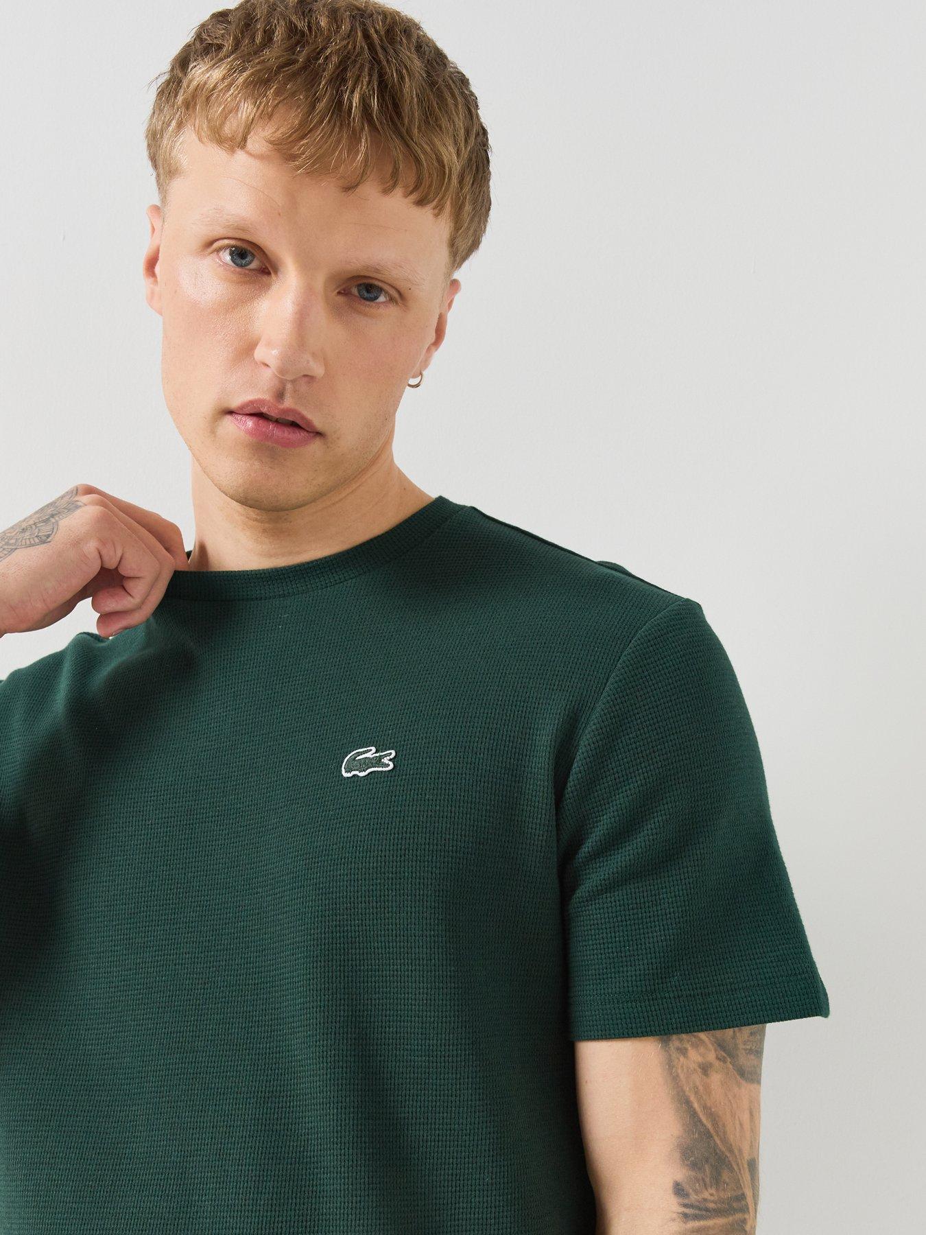 Image 5 of 6 of Lacoste Soft Waffle Relaxed Fit Loungewear T-Shirt - Dark Green