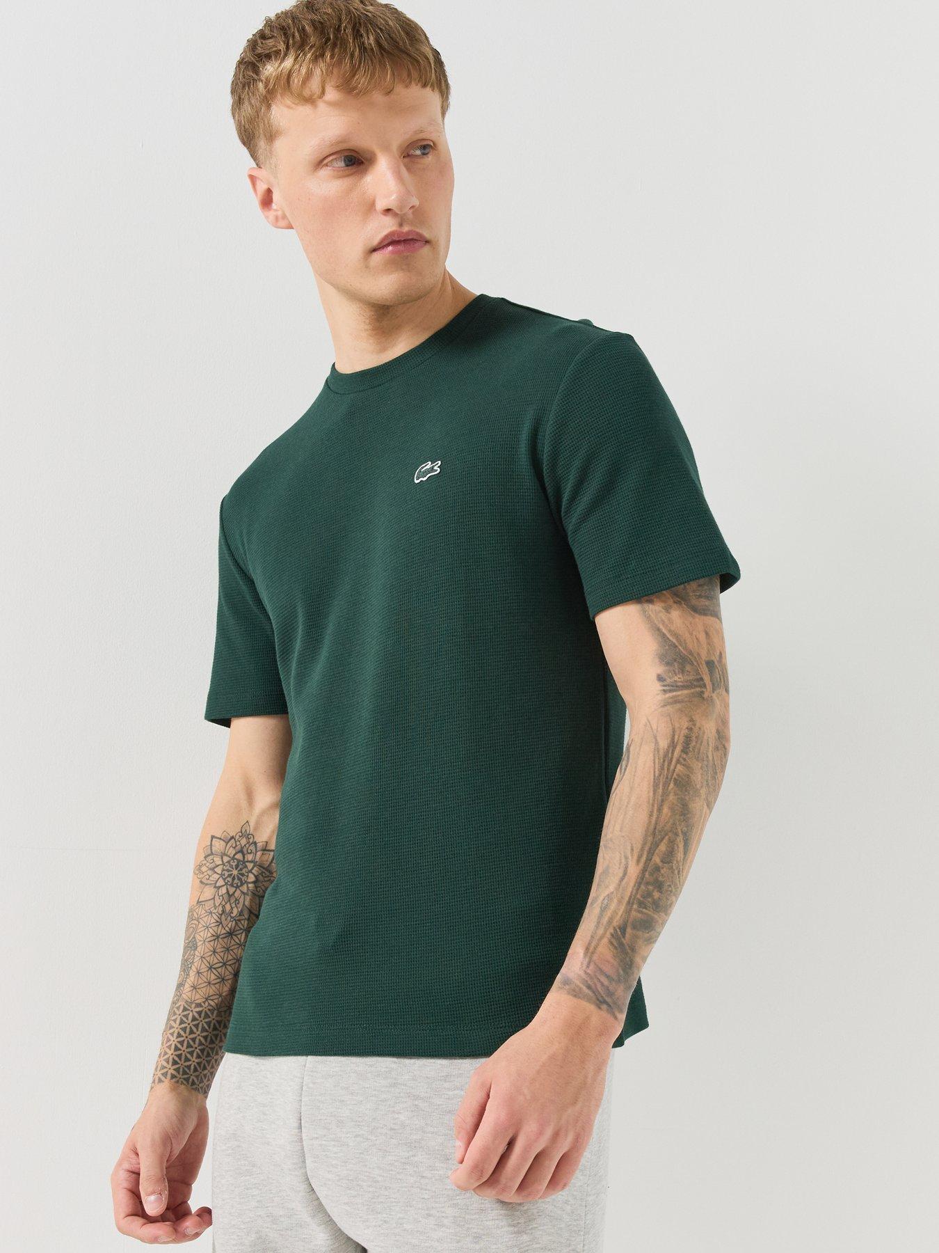 Image 6 of 6 of Lacoste Soft Waffle Relaxed Fit Loungewear T-Shirt - Dark Green