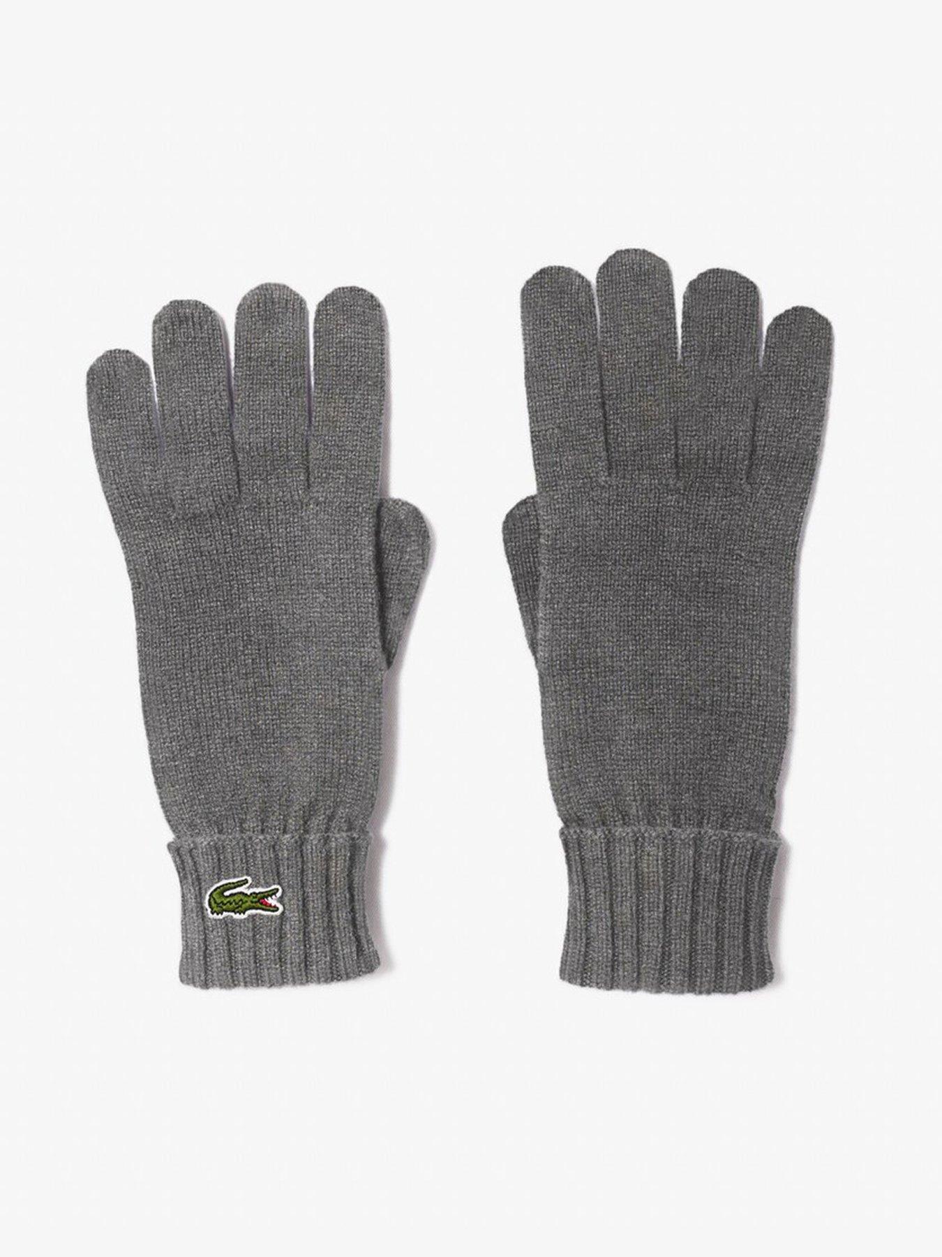 Image 1 of 1 of Lacoste Mens Wool Ribbed Cuff Marl Gloves - Grey