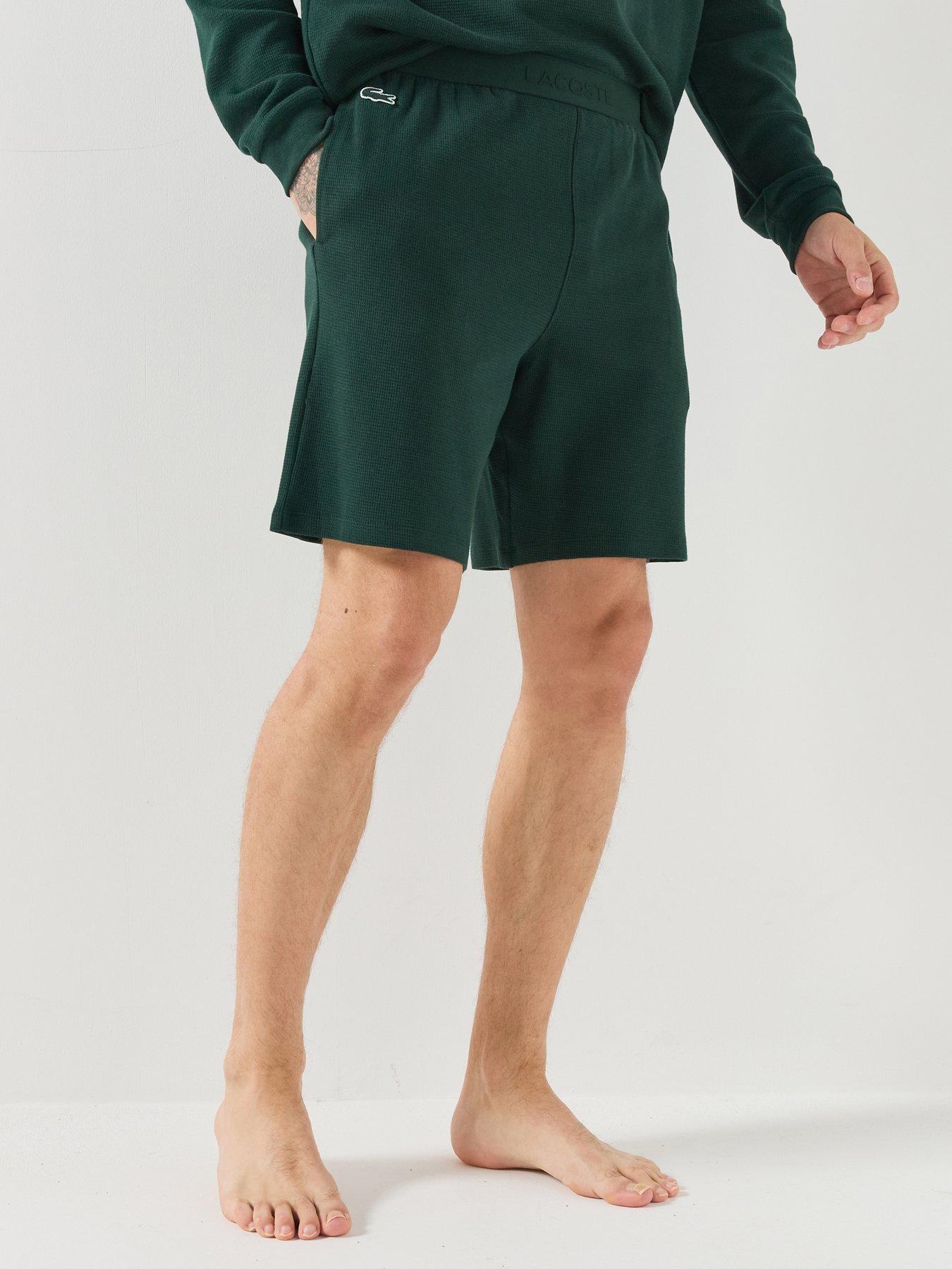 Image 1 of 6 of Lacoste Soft Waffle Loungewear Shorts - Dark Green
