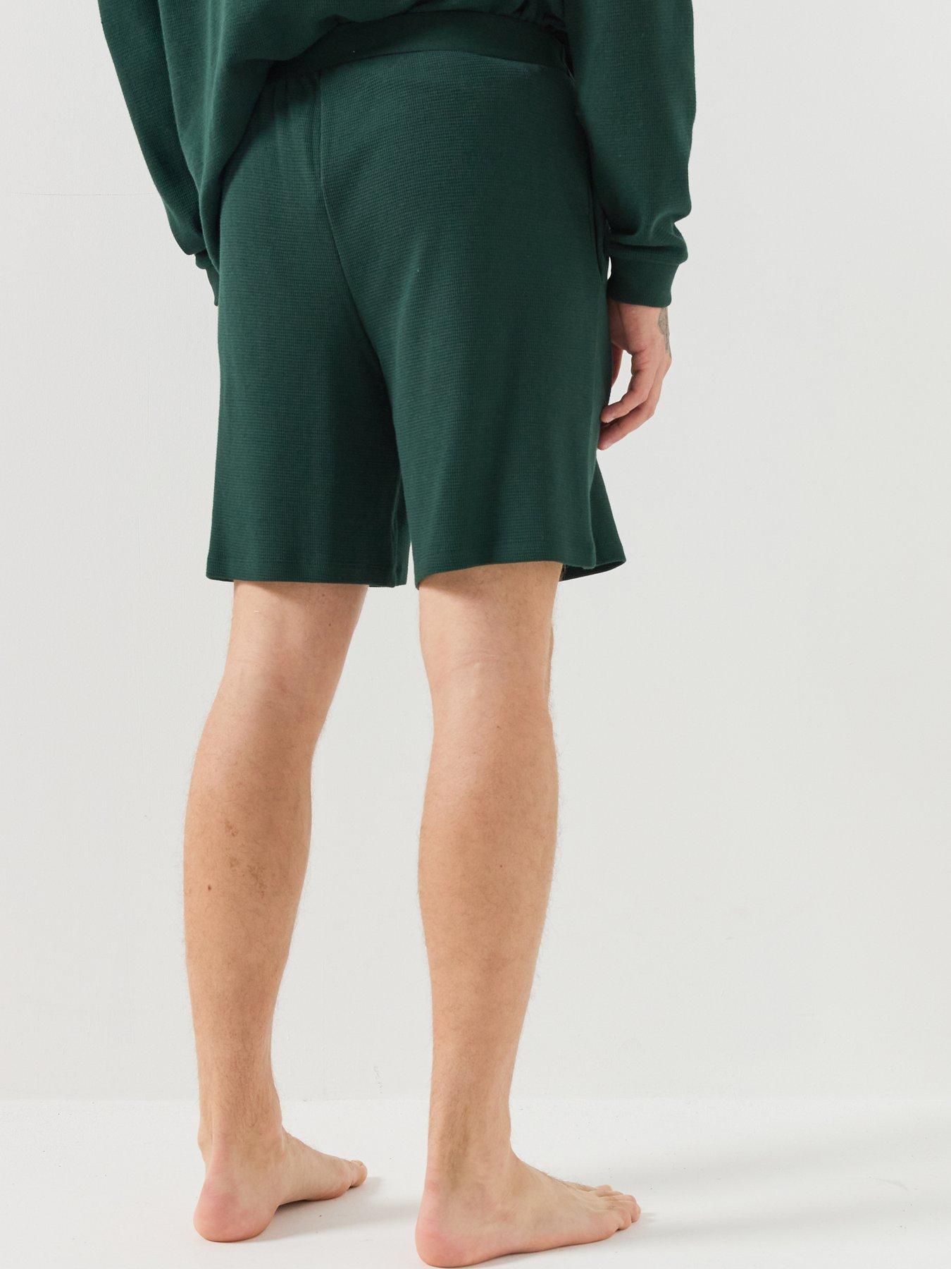 Image 2 of 6 of Lacoste Soft Waffle Loungewear Shorts - Dark Green