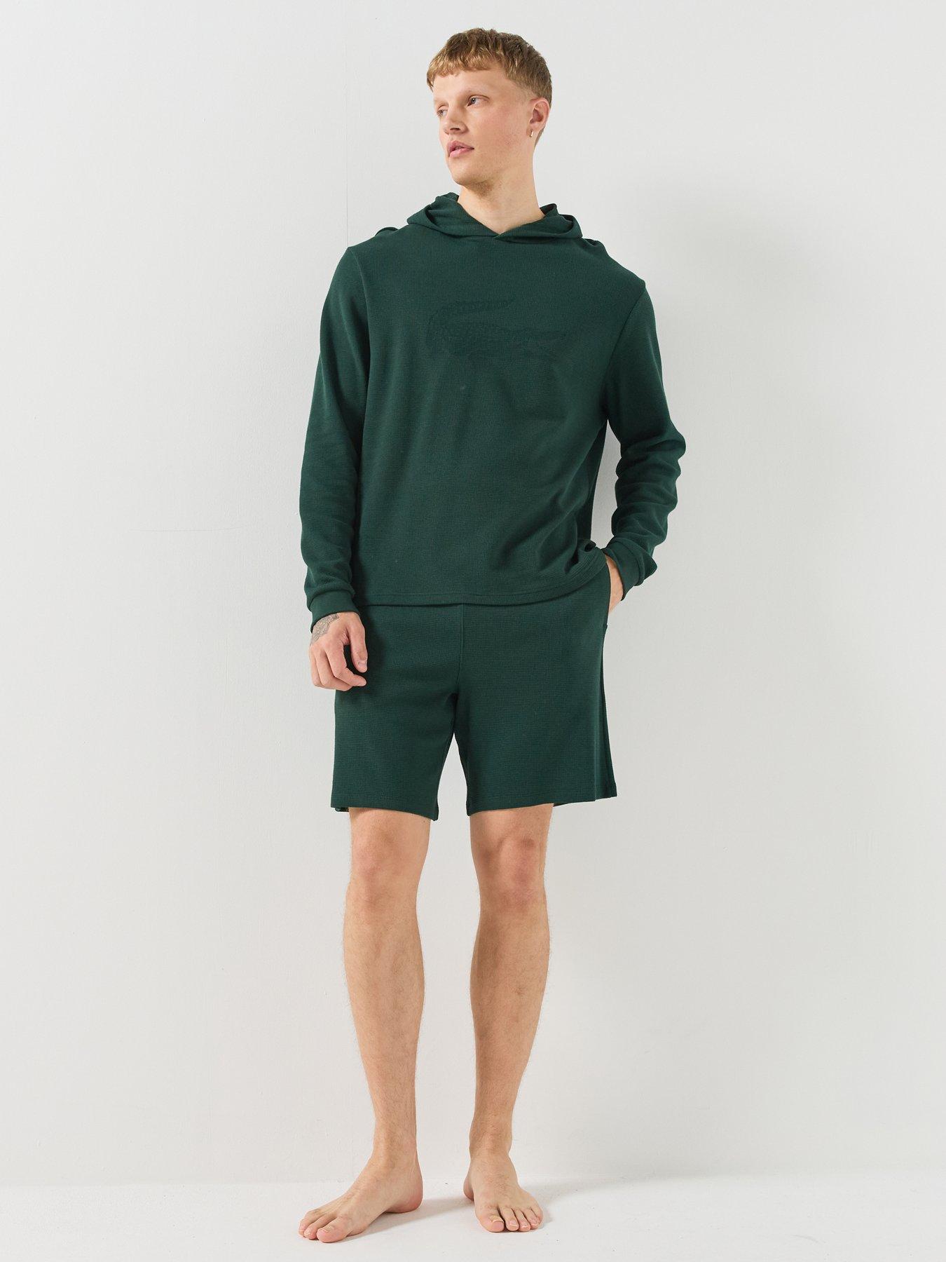 Image 3 of 6 of Lacoste Soft Waffle Loungewear Shorts - Dark Green