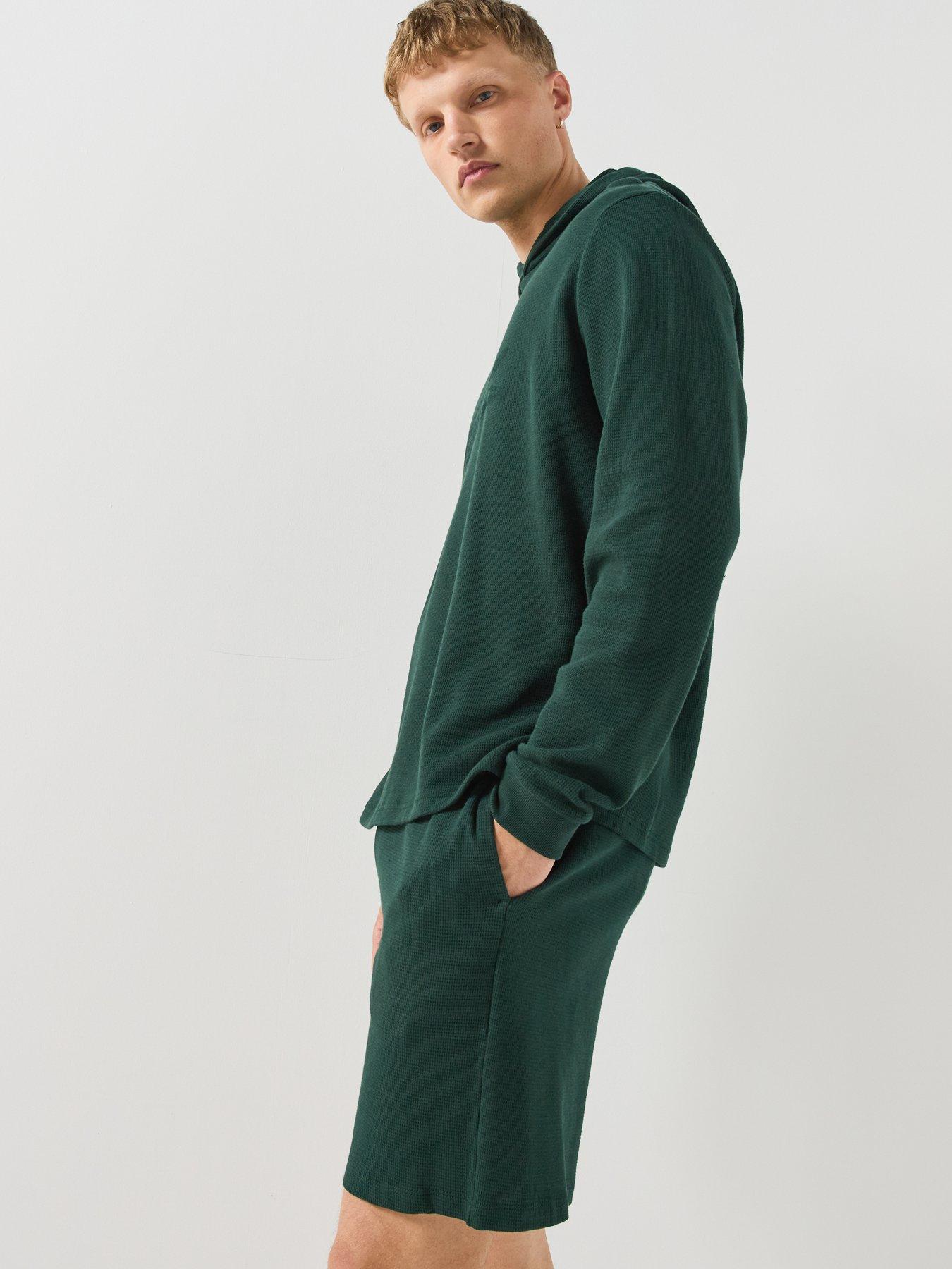 Image 6 of 6 of Lacoste Soft Waffle Loungewear Shorts - Dark Green