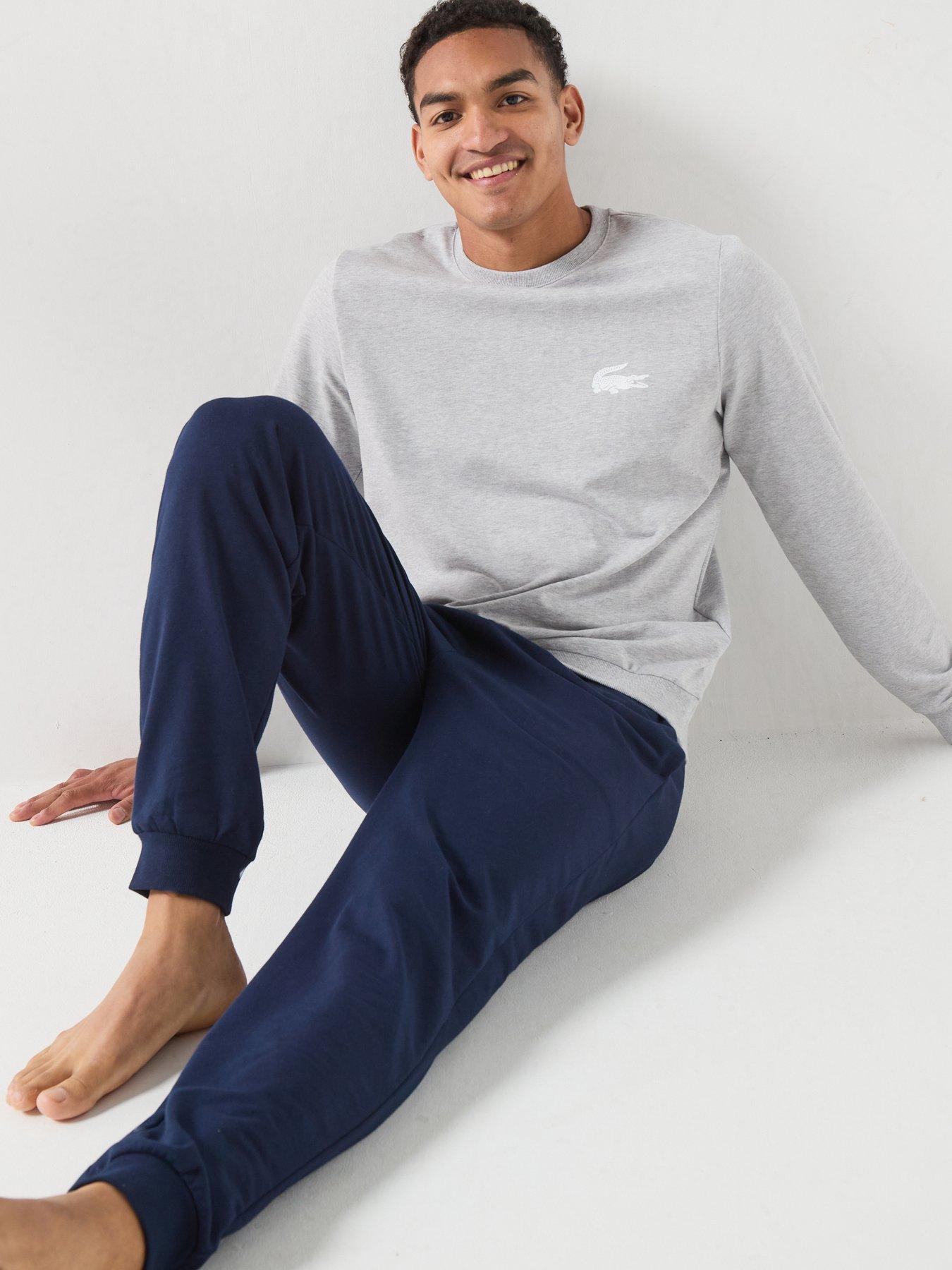 Image 4 of 6 of Lacoste Fleece Loungewear Sweatshirt - Light Grey