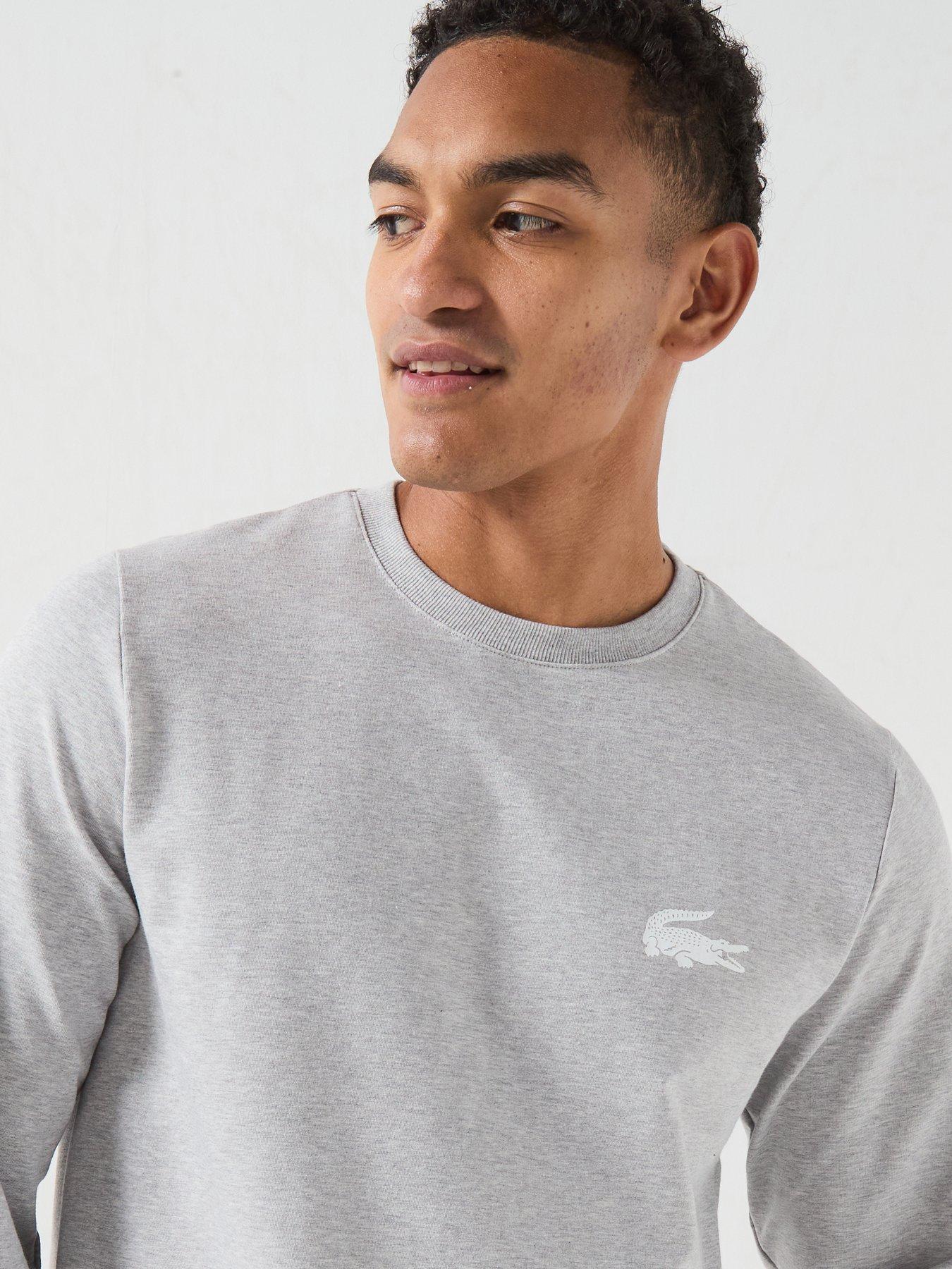 Image 5 of 6 of Lacoste Fleece Loungewear Sweatshirt - Light Grey