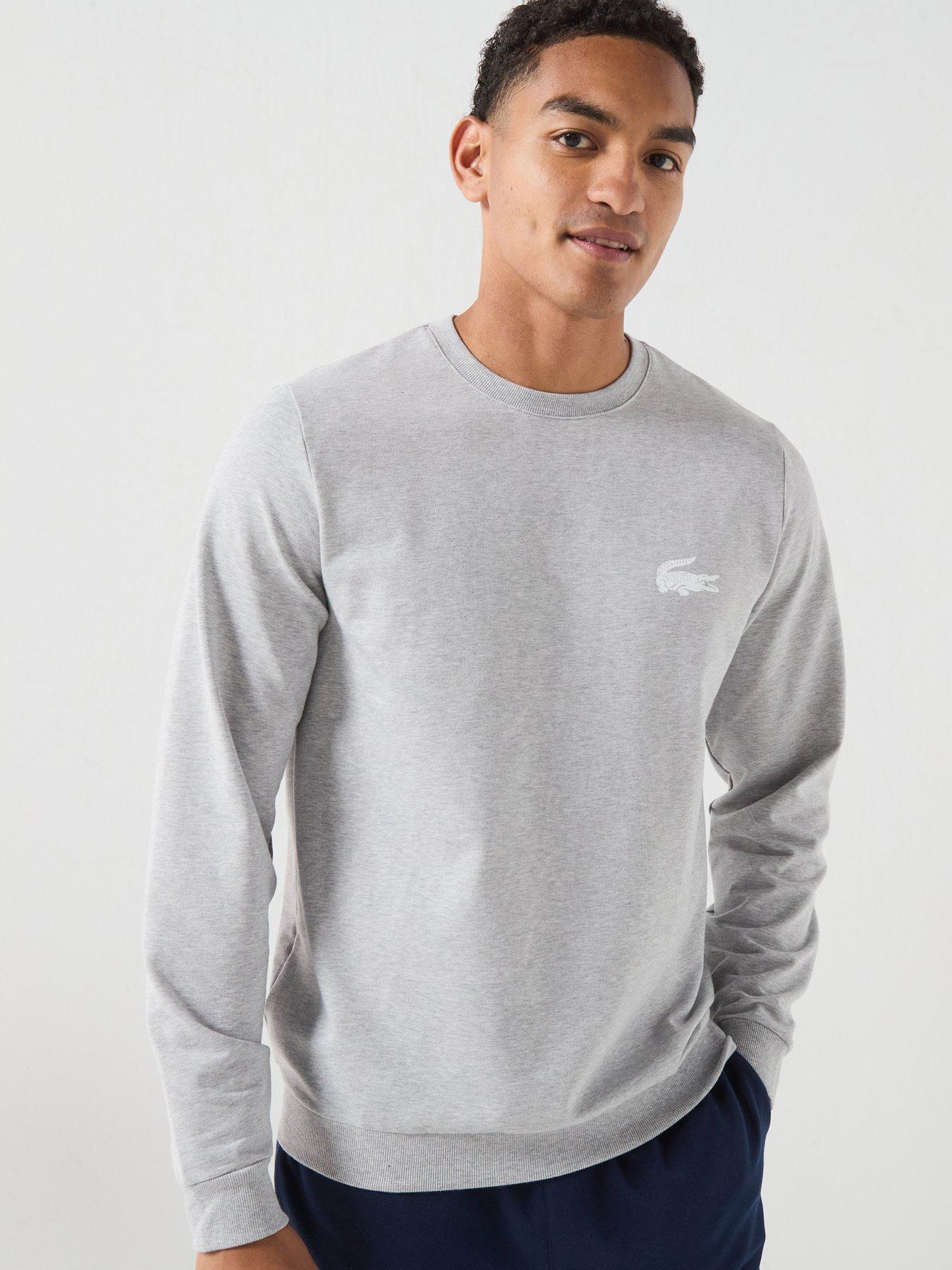 Image 6 of 6 of Lacoste Fleece Loungewear Sweatshirt - Light Grey