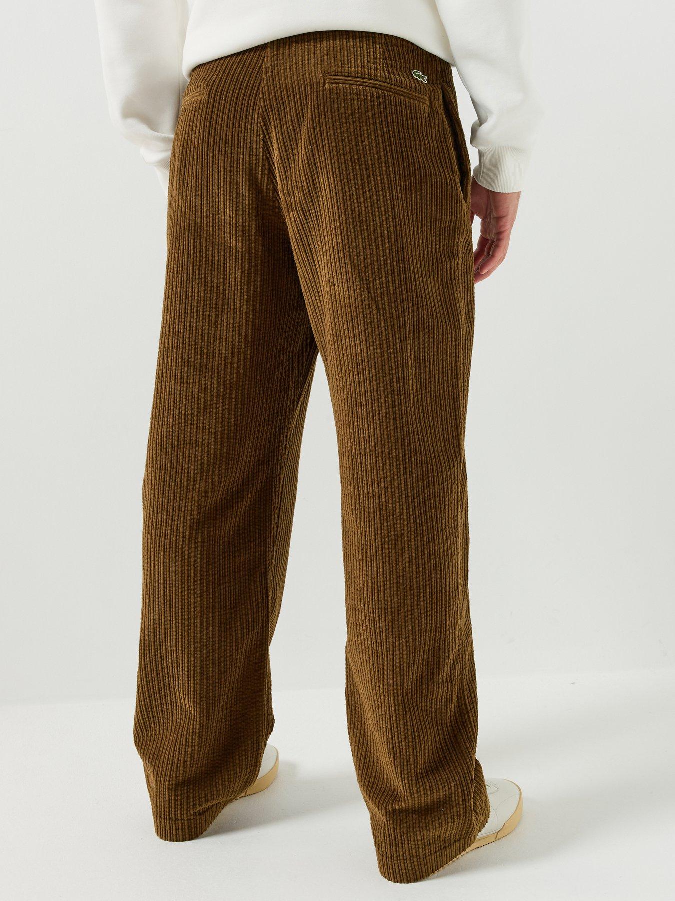 Image 2 of 6 of Lacoste Relaxed Fit Elasticated Corduroy Trousers - Brown