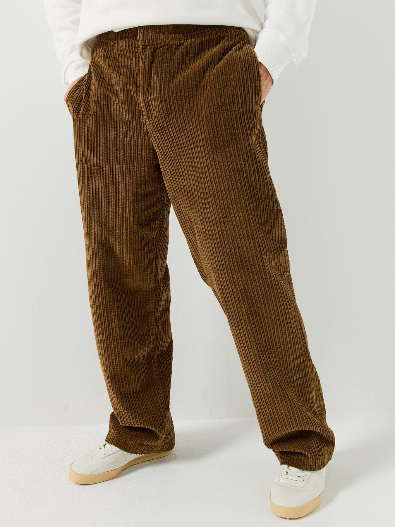 Image 3 of 6 of Lacoste Relaxed Fit Elasticated Corduroy Trousers - Brown