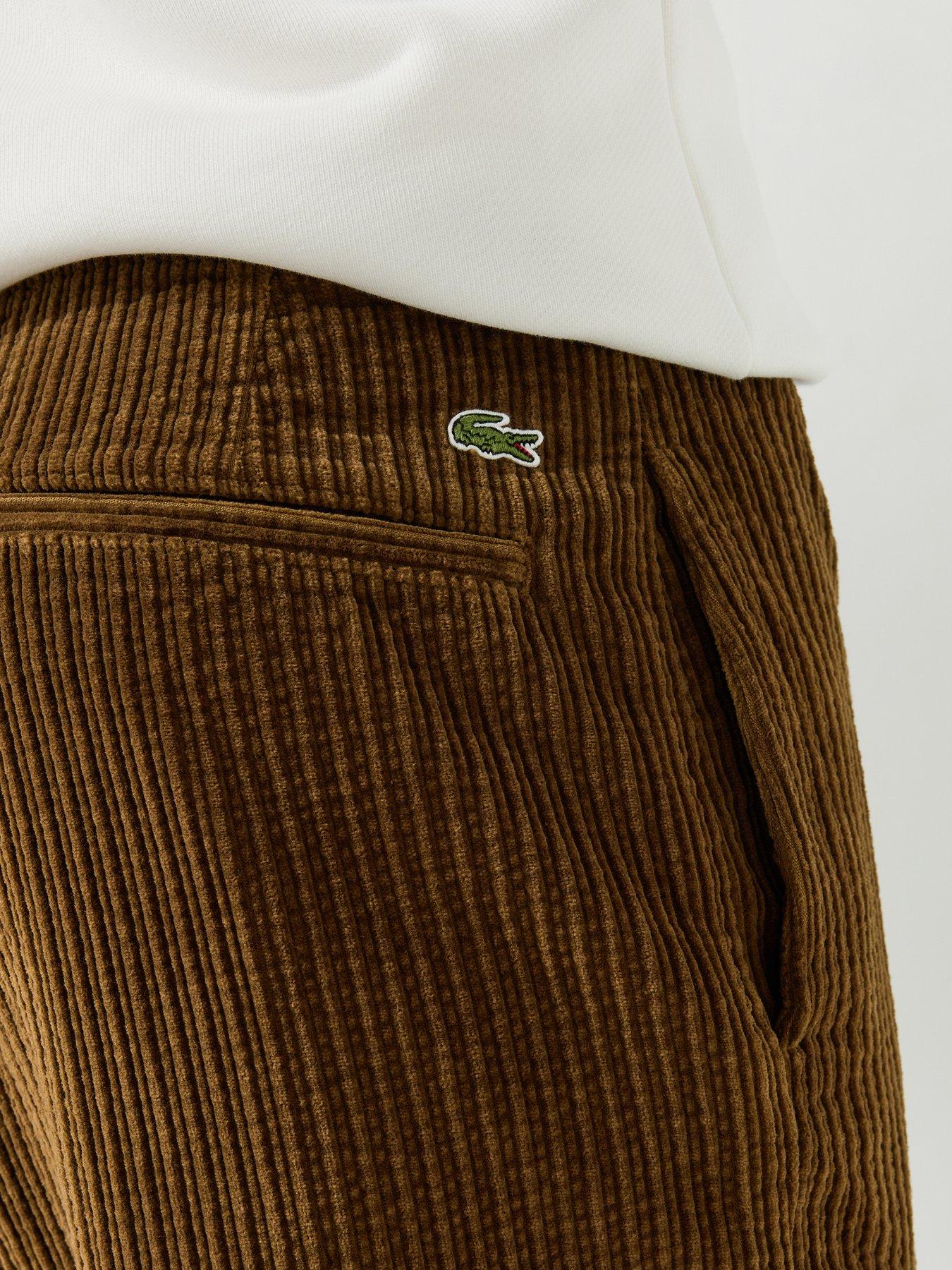 Image 4 of 6 of Lacoste Relaxed Fit Elasticated Corduroy Trousers - Brown