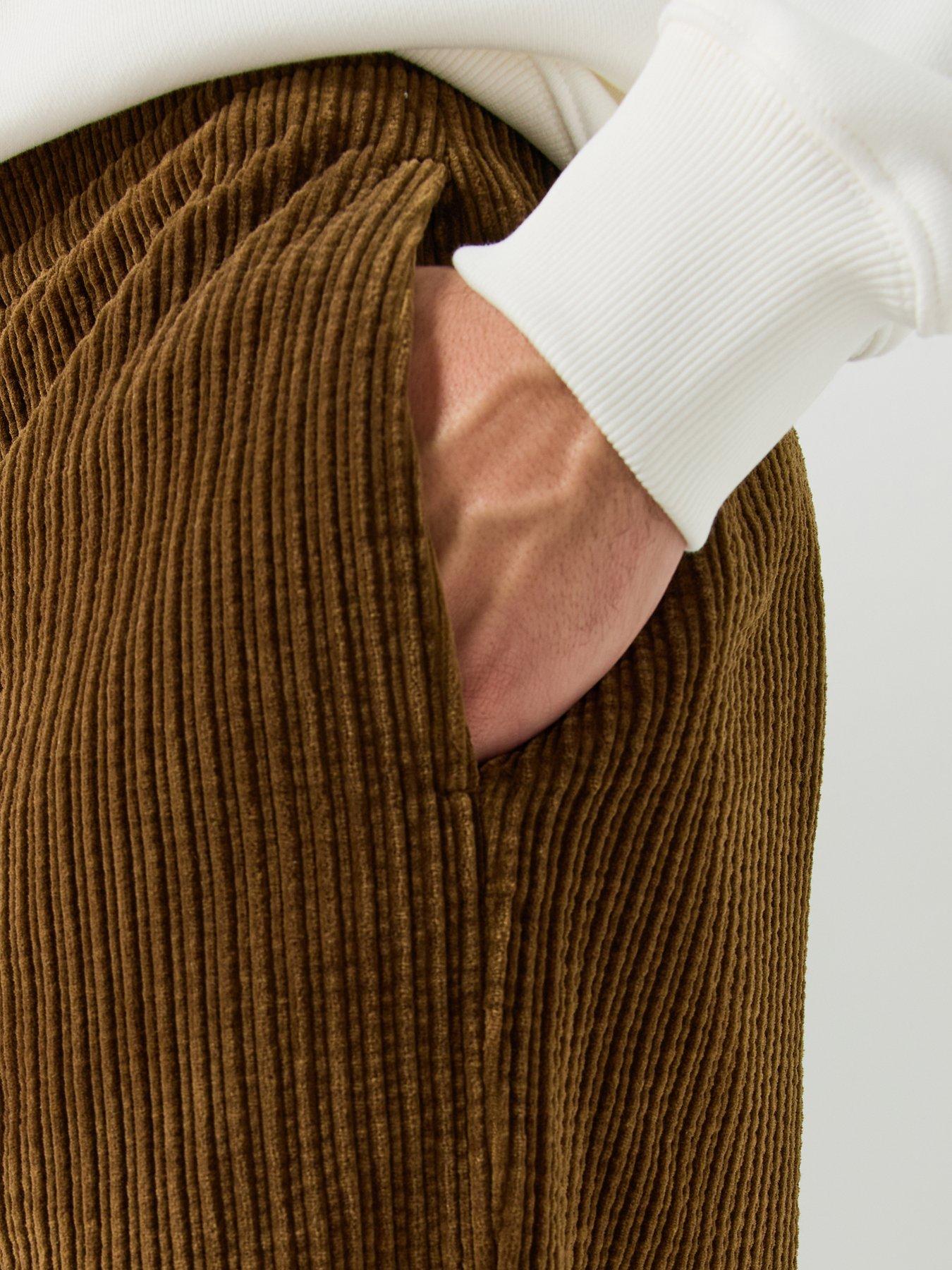 Image 5 of 6 of Lacoste Relaxed Fit Elasticated Corduroy Trousers - Brown