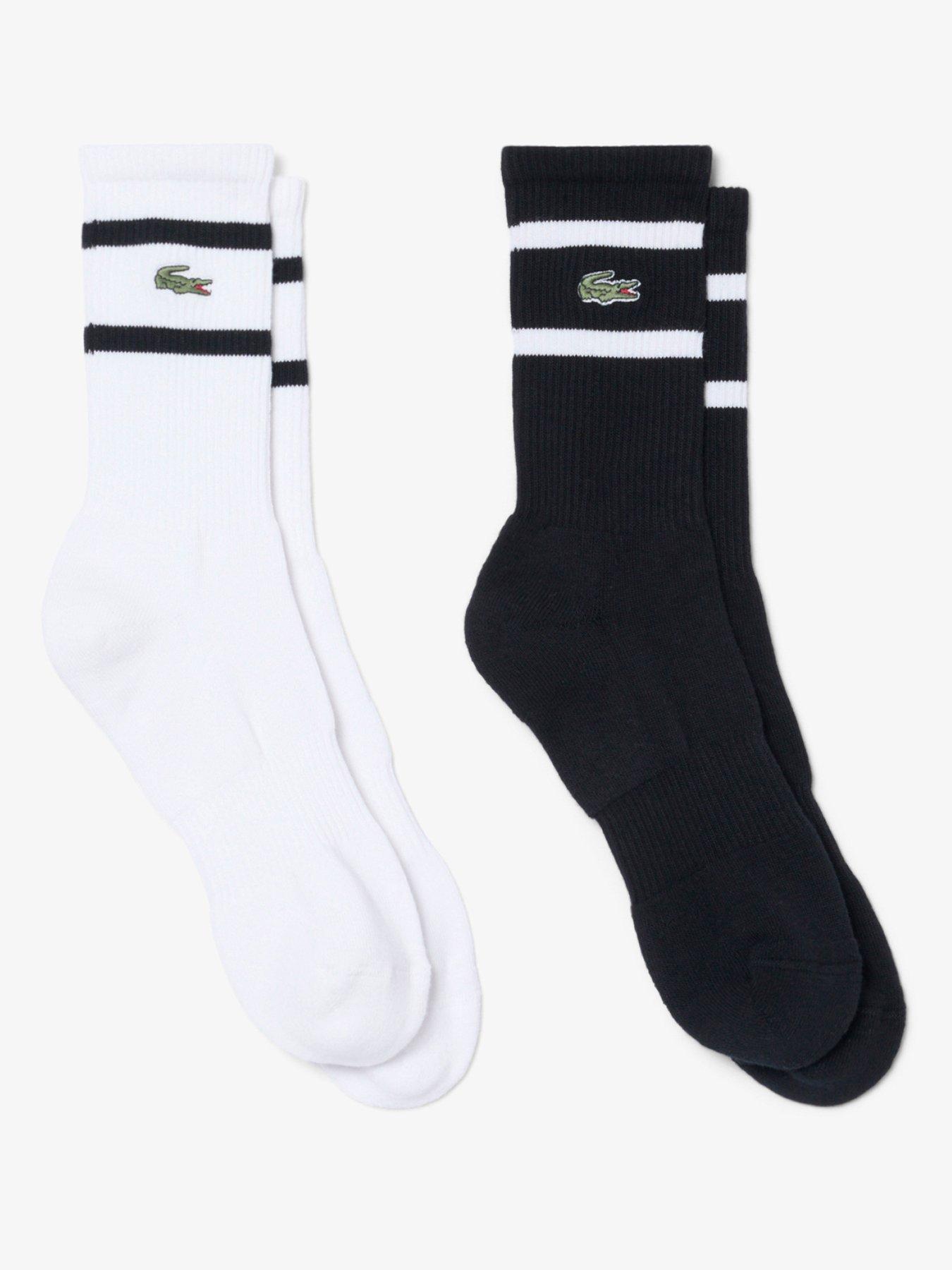 Image 1 of 3 of Lacoste 2 Pack Ribbed Crew Socks - White